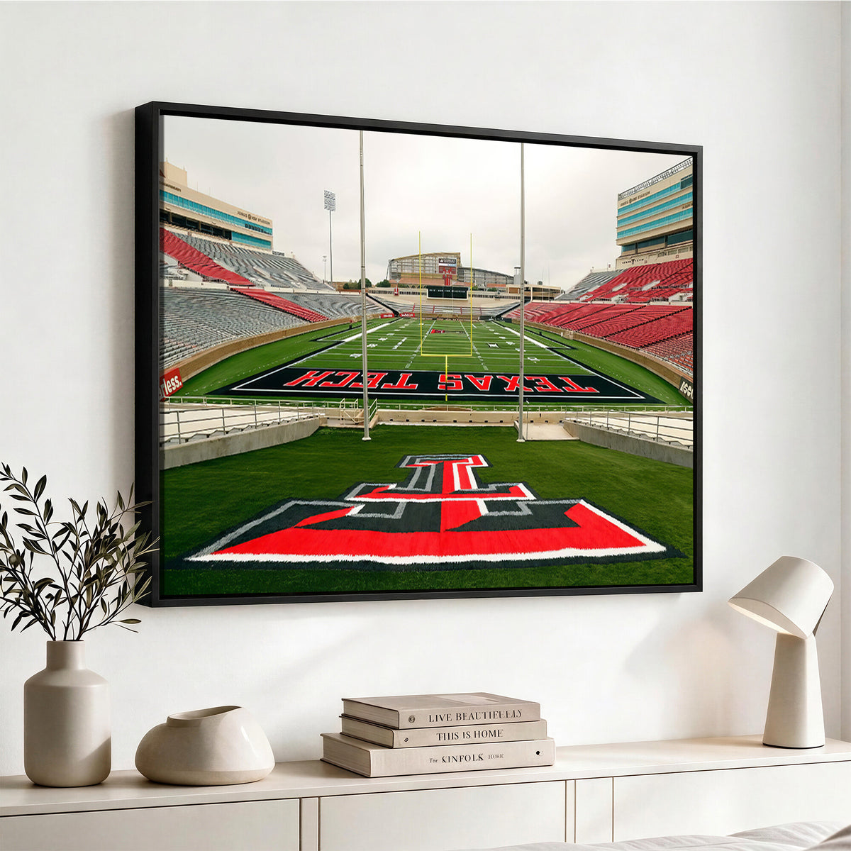 43169-PAN-FL-20X10 - Texas Tech Red Raiders Football Team Print - Lubbock Jones AT&T Stadium Wall Art Canvas Print