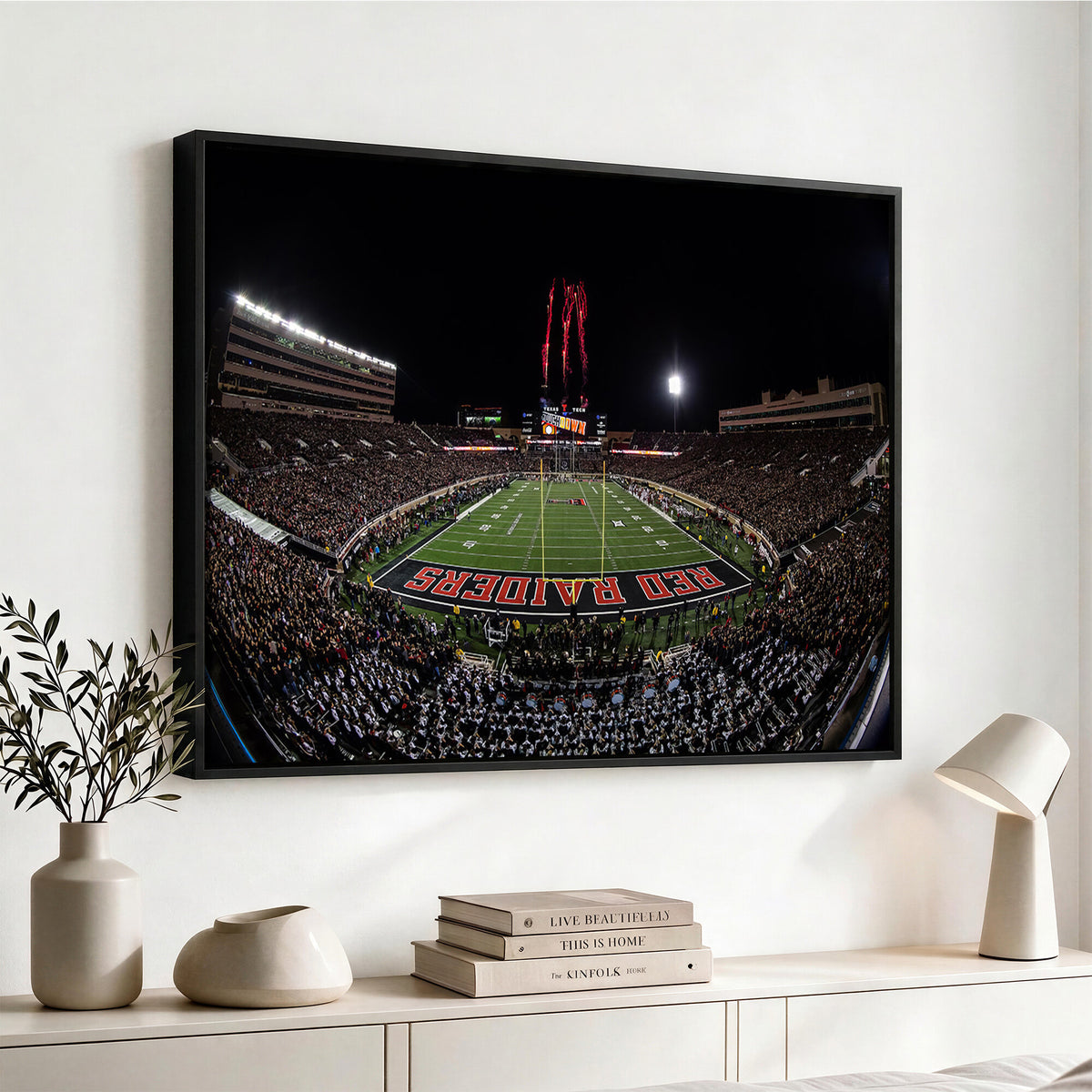 83122-PAN-FL-20X10 - Framed Texas Tech Red Raiders Stadium Canvas, Texas Tech Red Raiders Football Team Print - Lubbock