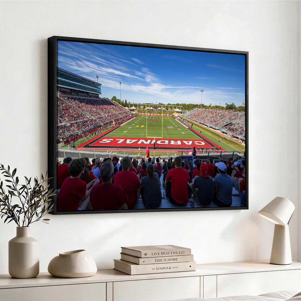71475-PAN-FL-20X10 - Ball State Cardinals Football Team Print - Muncie Scheumann Stadium Wall Art Canvas Print