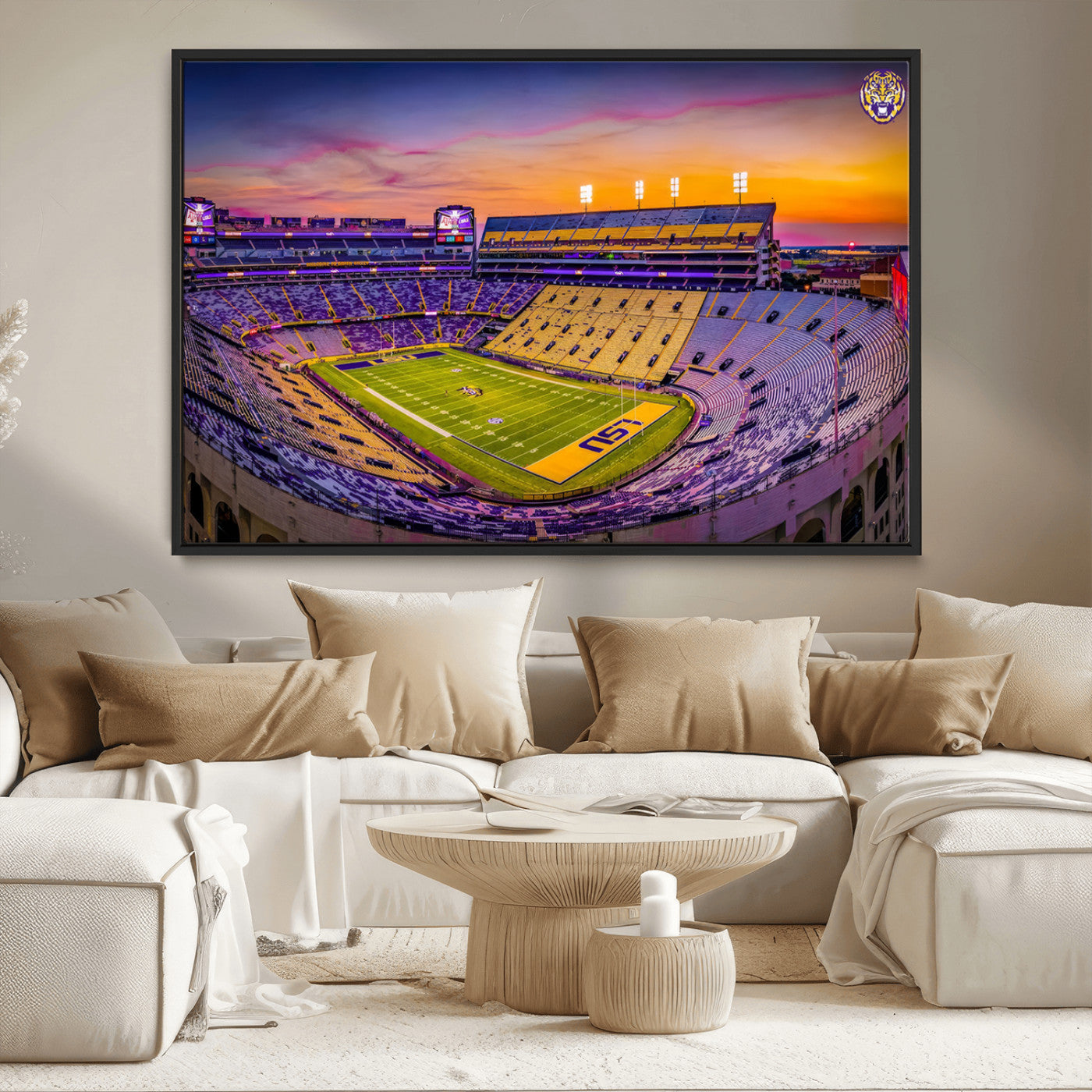 93538-MGV-CV-36X24-The Louisiana State University Tigers Football Team Print - Baton Rouge Tiger Stadium Wall Art