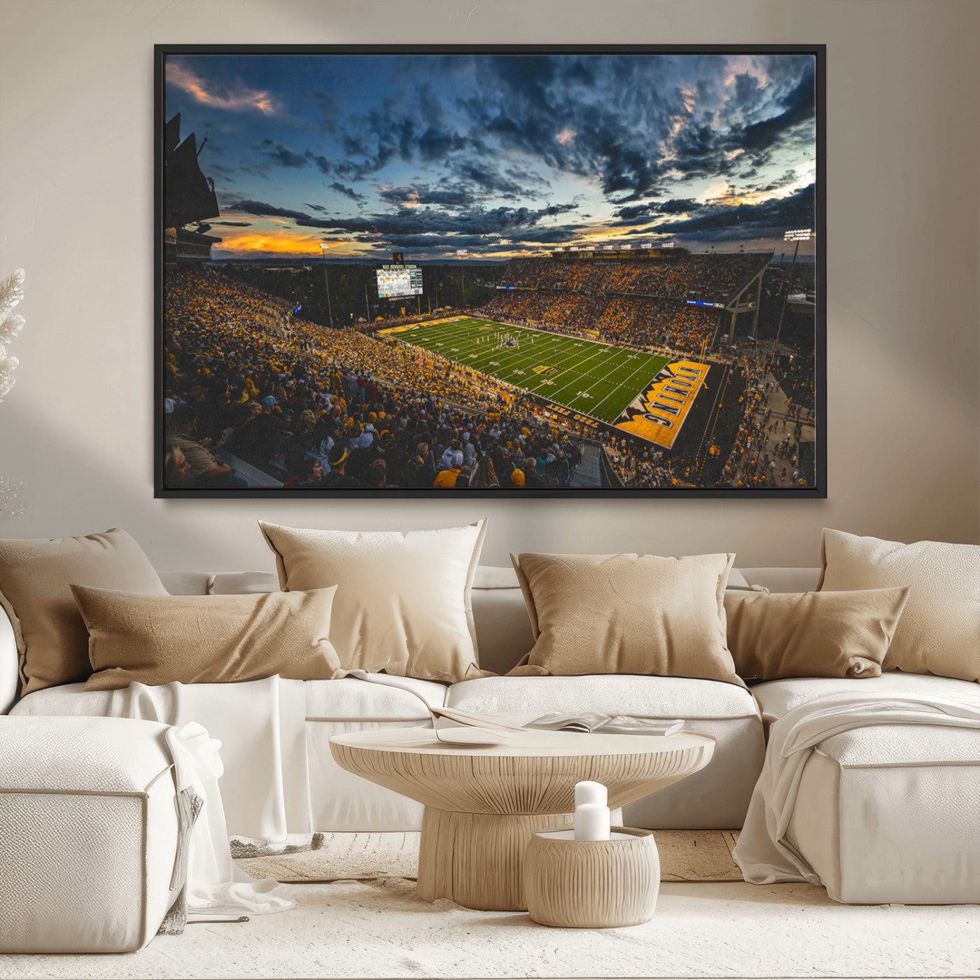 41879-MGV-CV-36X24-University of Wyoming Cowboys Football Team Print - Laramie War Memorial Stadium Wall Art Canvas