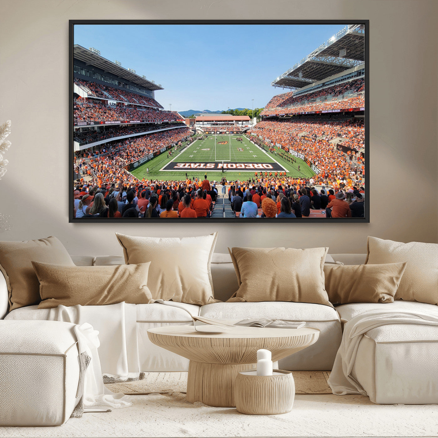 35211-MGV-CV-36X24-Oregon State Beavers Football Team Print - Corvallis Reser Stadium Wall Art Canvas Print