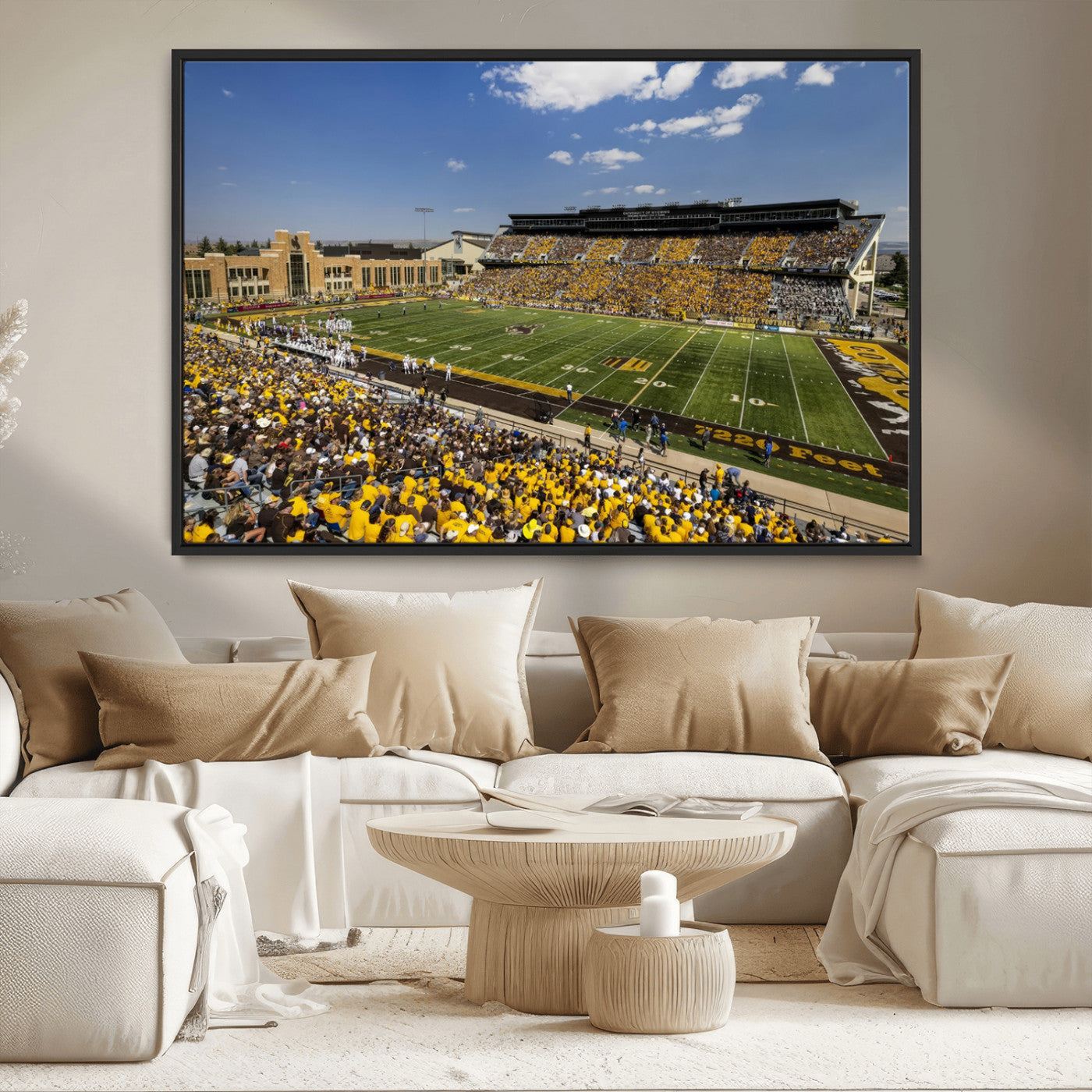 75112-MGV-CV-36X24-University of Wyoming Cowboys Football Team Print - Laramie Jonah Field War Memorial Stadium Wall