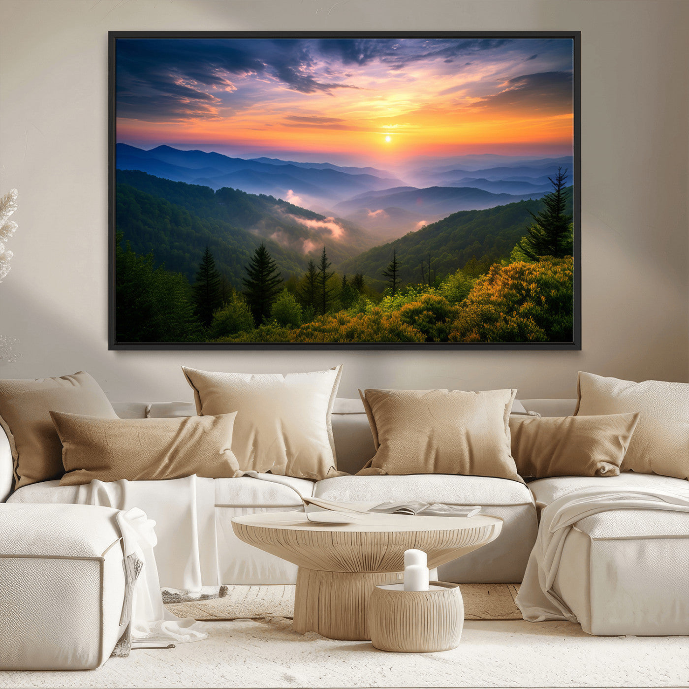 -Majestic Mountain Sunrise Print | Landscape Wall Art | Canvas Print Ready to Hang | Farmhouse Wall
