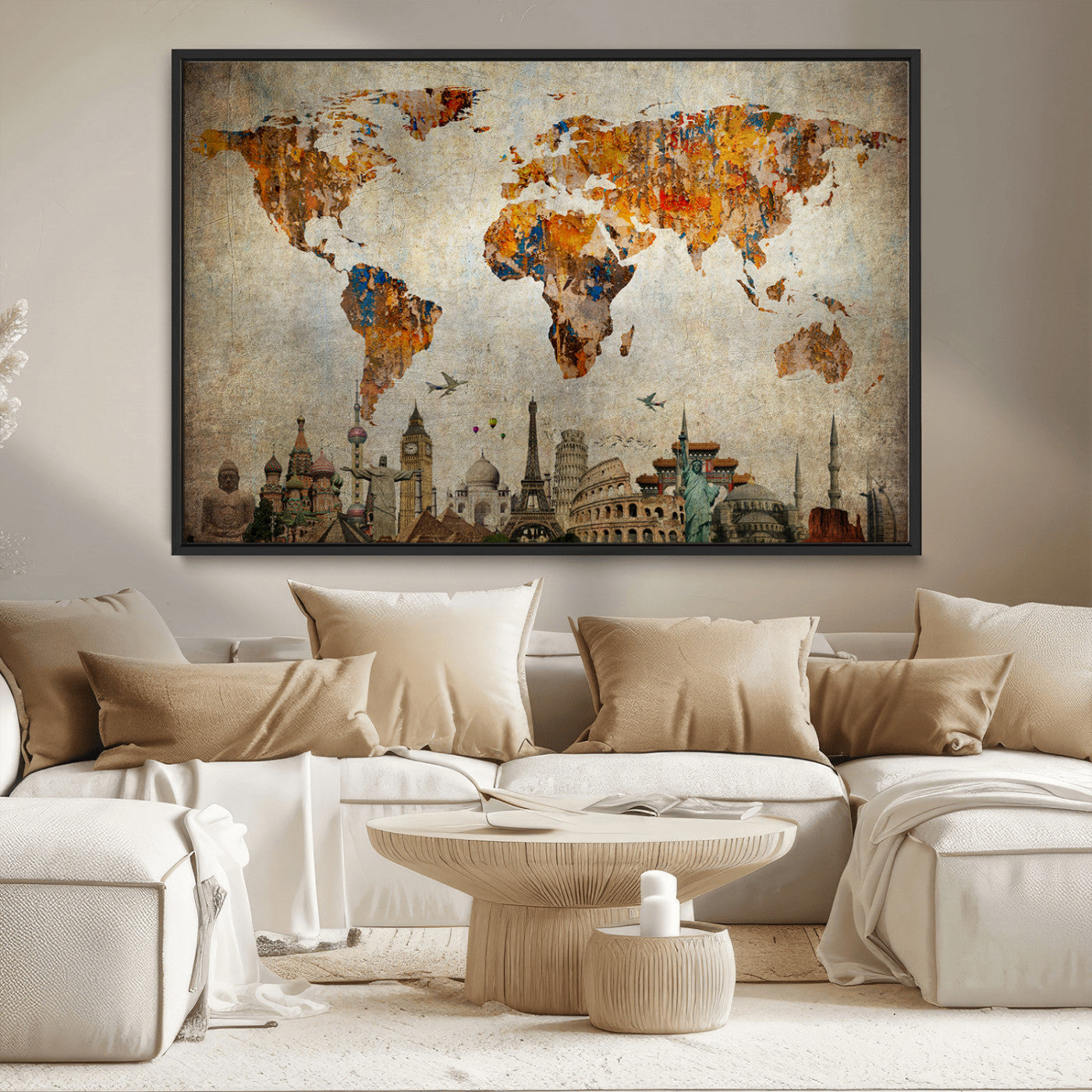 54918-MGV-FC-36X24_Black-Push Pin World Map Canvas Print – Travel Tracker Wall Art for Couples, Perfect Anniversary Gift for Home or Office Decor