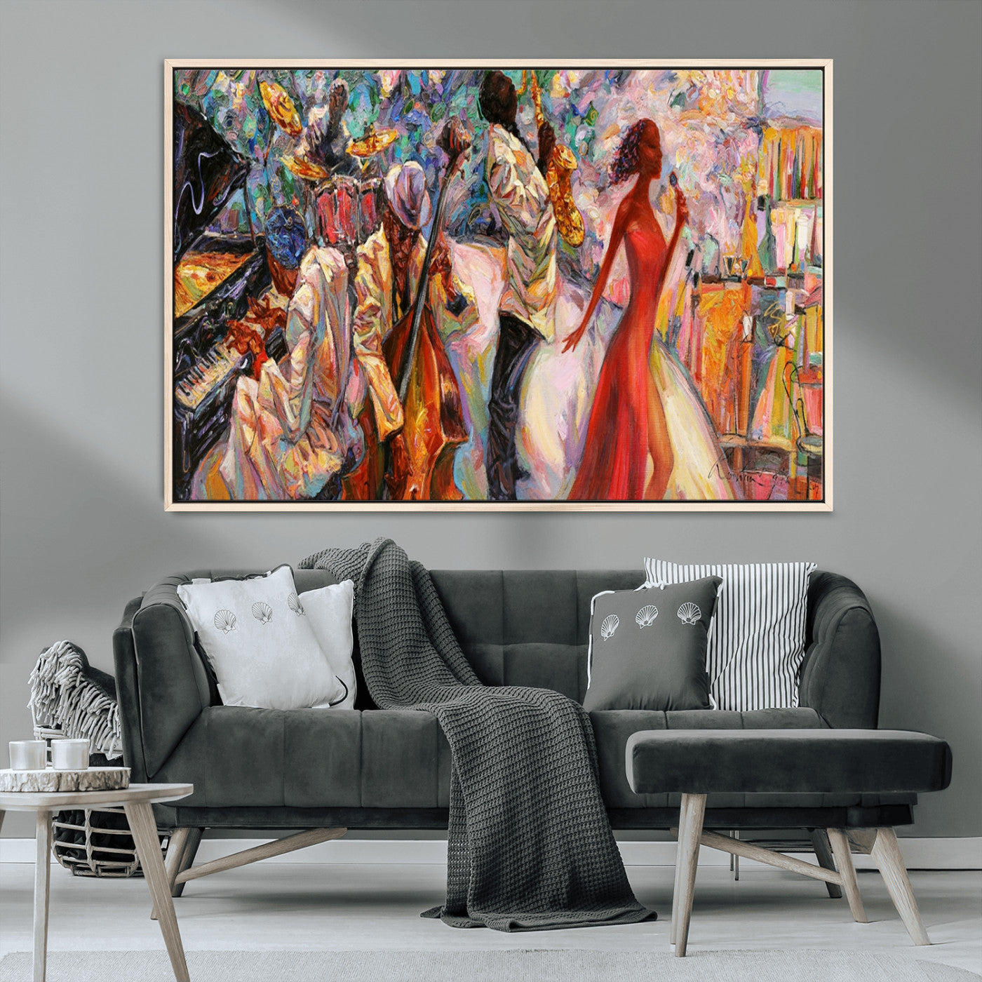 -Abstract Afro American Jazz Canvas Wall Art | Music-Inspired Painting for Dining Room, Living Room,