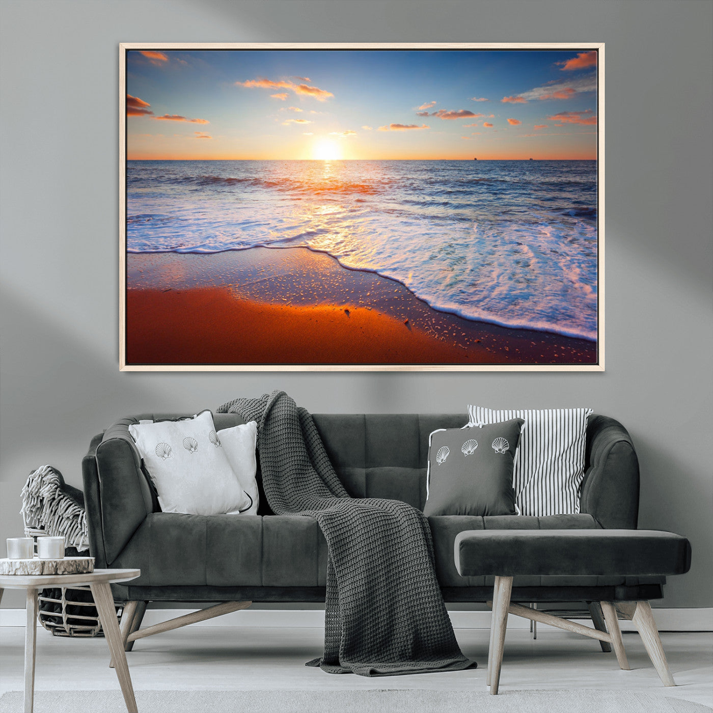96736-MGV-CV-36X24-Ocean Beach Canvas Wall Art Beach Canvas, Coastal Sunset Tropical Island Beach Sunset Artwork Print
