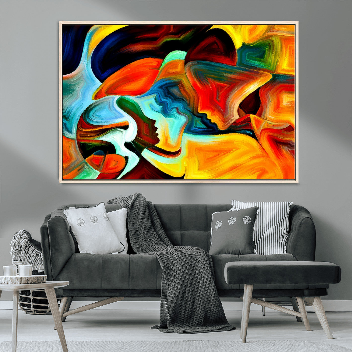 70242-MGV-CV-36X24-Human Love Figures Abstract Wall Art Canvas Print