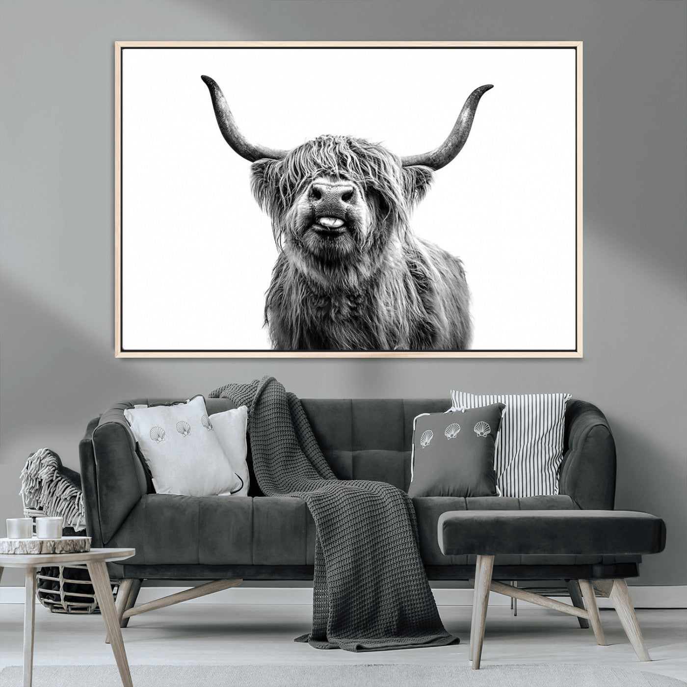 -Fanny Scottish Highland Cow Cattle Art Print Farmhouse Wall Art Canvas Print