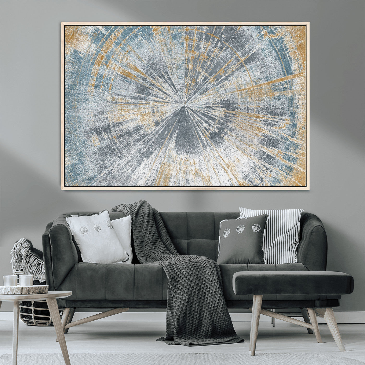 17631-MGV-CV-36X24-Radiant Abstract Wood Rings Canvas Art – Modern Triptych Wall Decor for Living Room or Farmhouse
