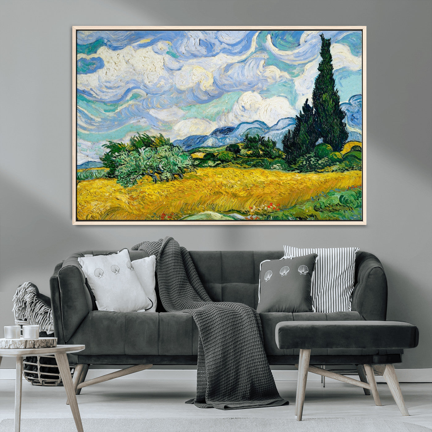97252-MGV-CV-36X24-Wheatfield With Cypresses By Van Gogh Painting Wall Art Canvas, Wheatfield With Cypresses Canvas