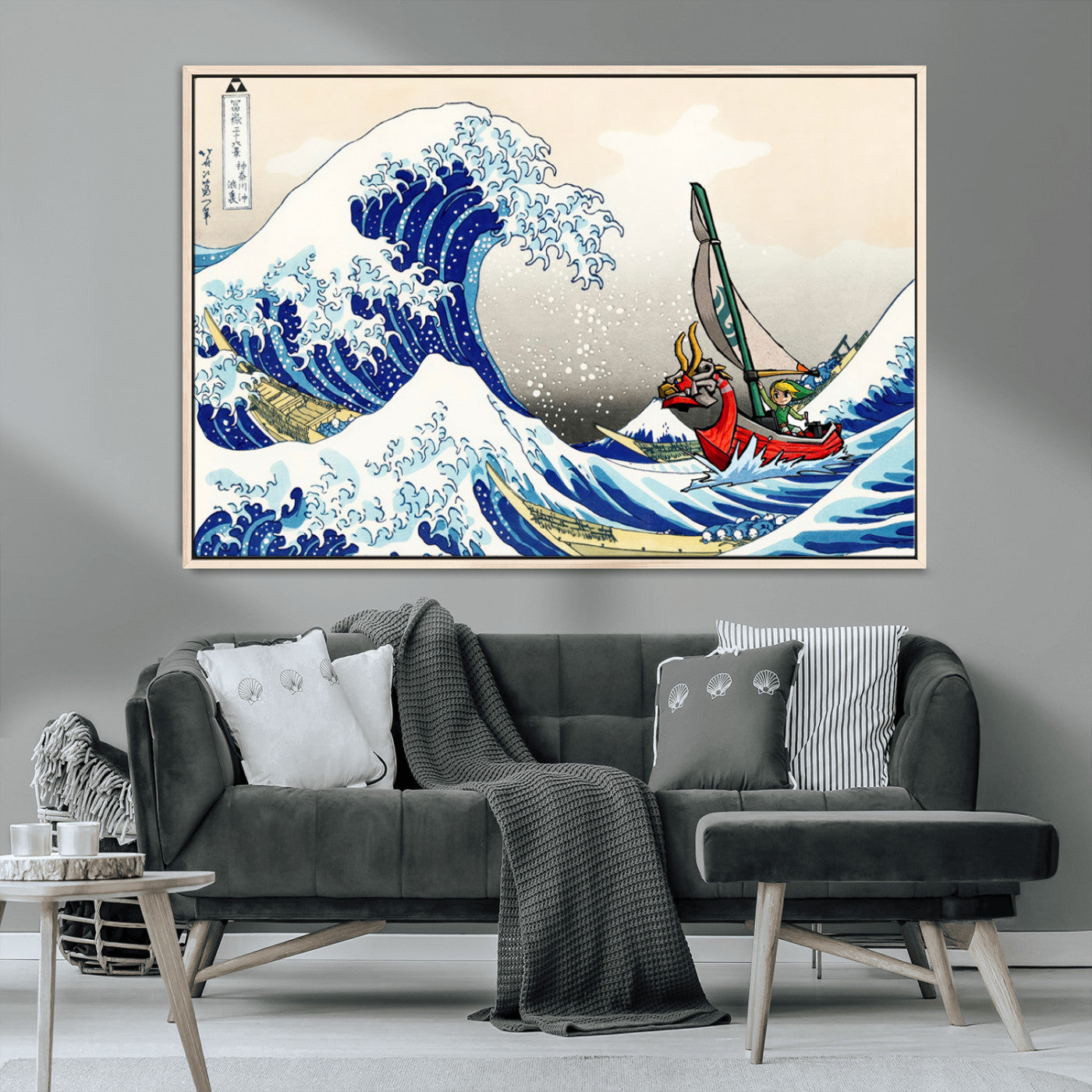 19450-MGV-CV-36X24-Katsushika Hokusai Kanagawa Giant Wave Wall Art Canvas Print | Iconic Japanese Art for Living Room