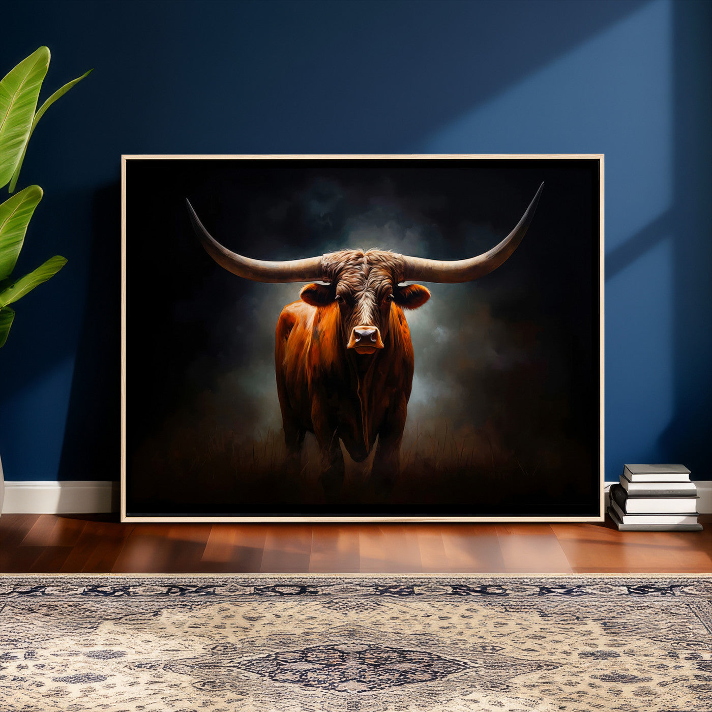 48896-MGV-CV-36X24 - Abstract Texas Longhorn Wall Art Print | 3-Panel Large Texas Longhorn Canvas Print for Living Room,