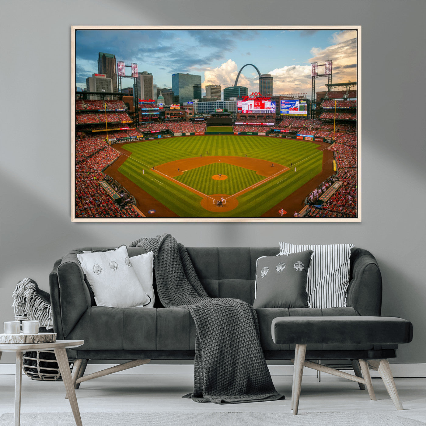 91908-MGV-CV-36X24-Busch Stadium Wall Art Print | St. Louis Cardinals Baseball Stadium Canvas Print | Framed Sports