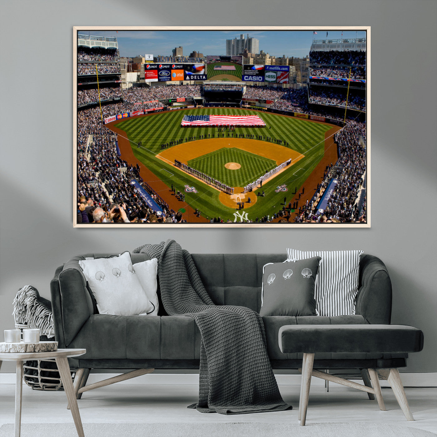 20879-MGV-CV-36X24-Yankee Stadium New York Wall Art Print | 3-Panel Canvas Print of Yankees Baseball Stadium | Large