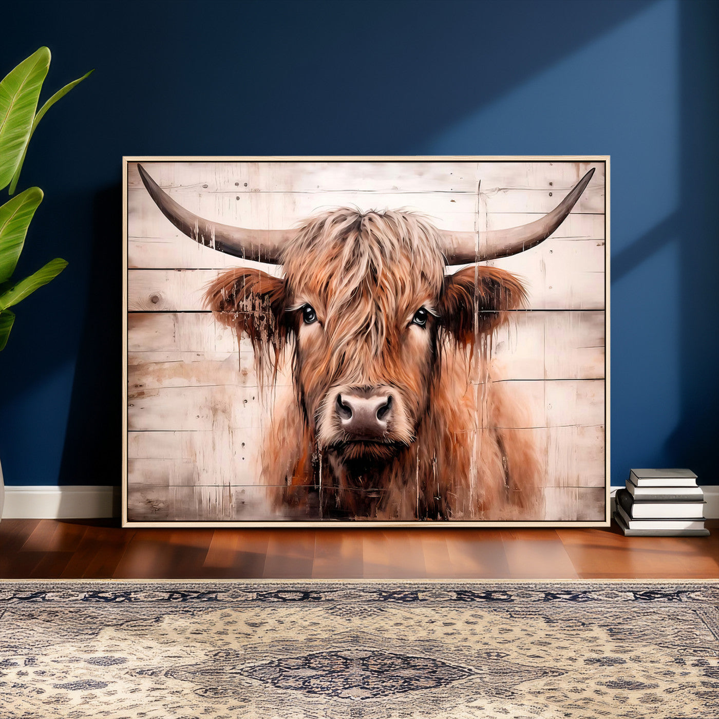 93730-MGV-CV-36X24 - Vintage Scottish Highland Cow Cattle Art Print Farmhouse Wall Art Canvas Print