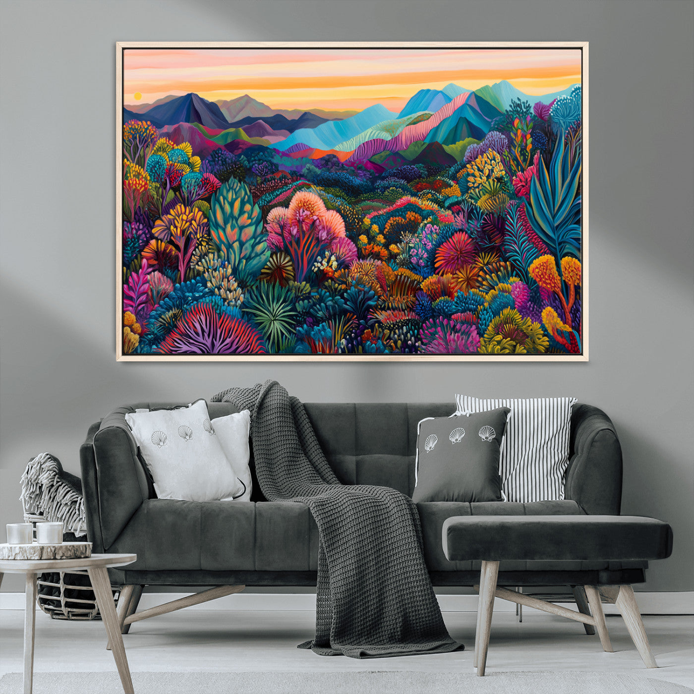 63728-MGV-CV-36X24-Colorful Abstract Landscape Wall Art Print Canvas - Vibrant Modern Decor for Living Room, Office, or