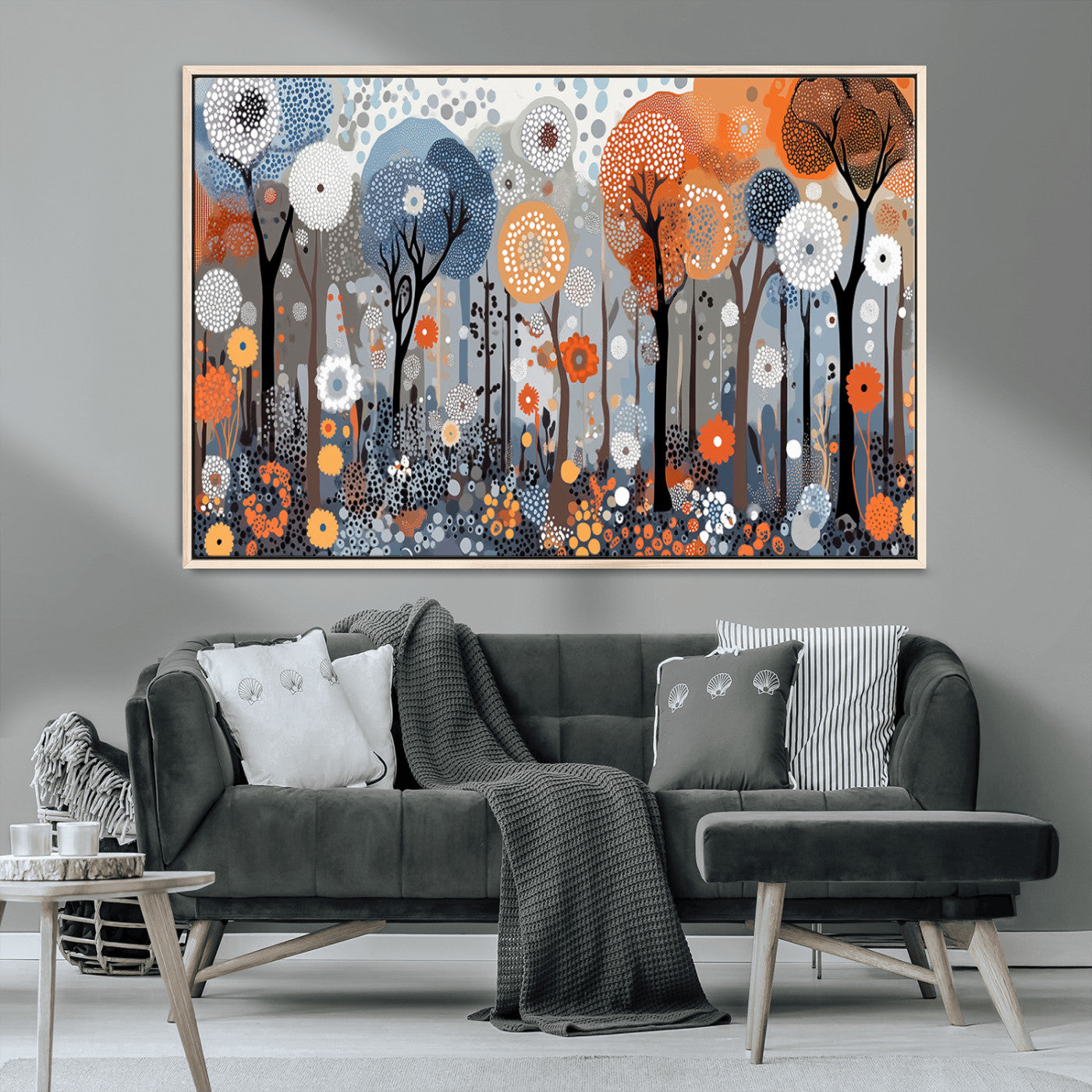 48857-MGV-CV-36X24-Abstract Winter Landscape Canvas Wall Art Print - Large Colorful Nature Wall Decor