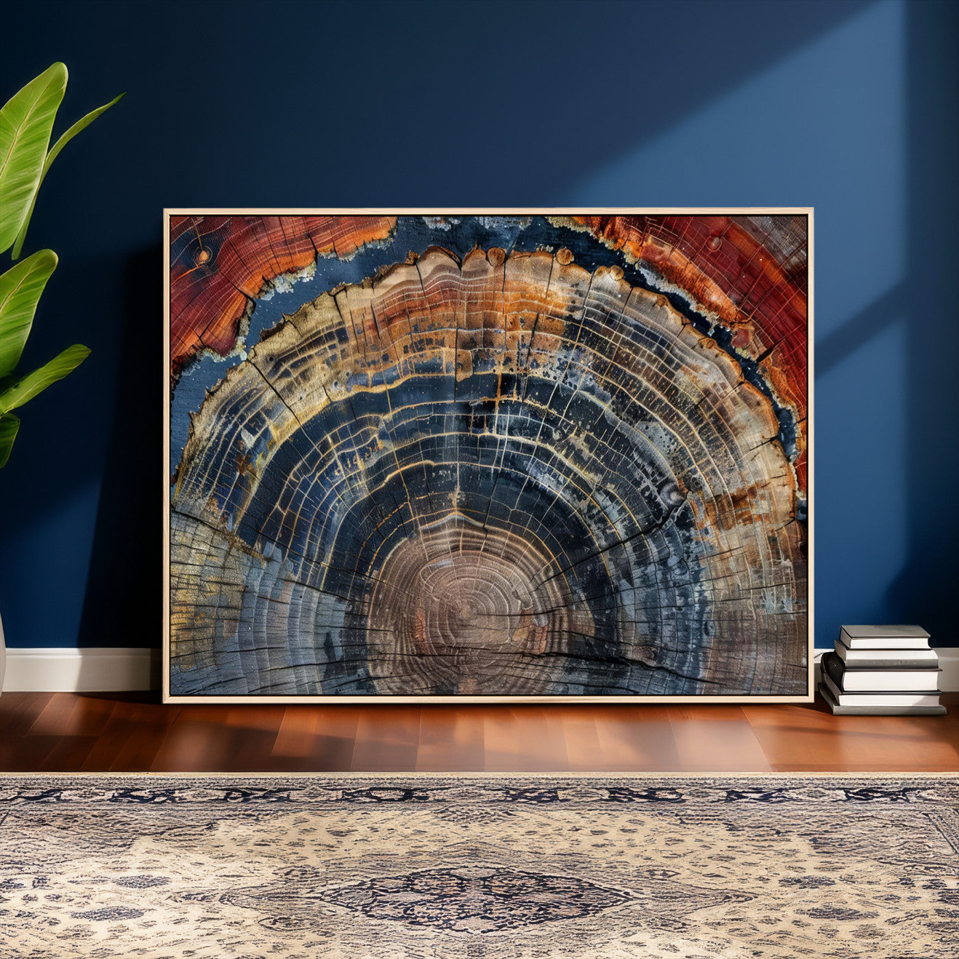 63519-MGV-CV-36X24 - Abstract Tree Ring Wall Art Canvas Print – Colorful Framed Minimalist Nature Tree Rings Home Artwork for Home and Office Decor