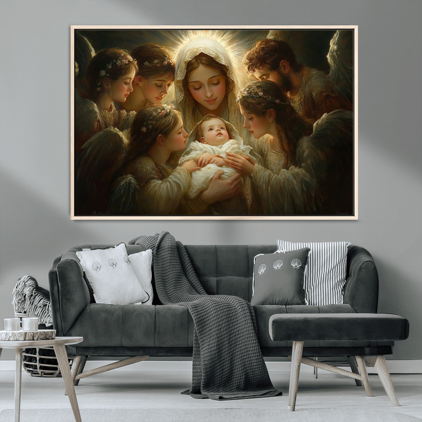 MGV-FC-36X24 - Mary Jesus Canvas Wall Art Print - Madonna and Child with Apostles Art Print - Classic Christian