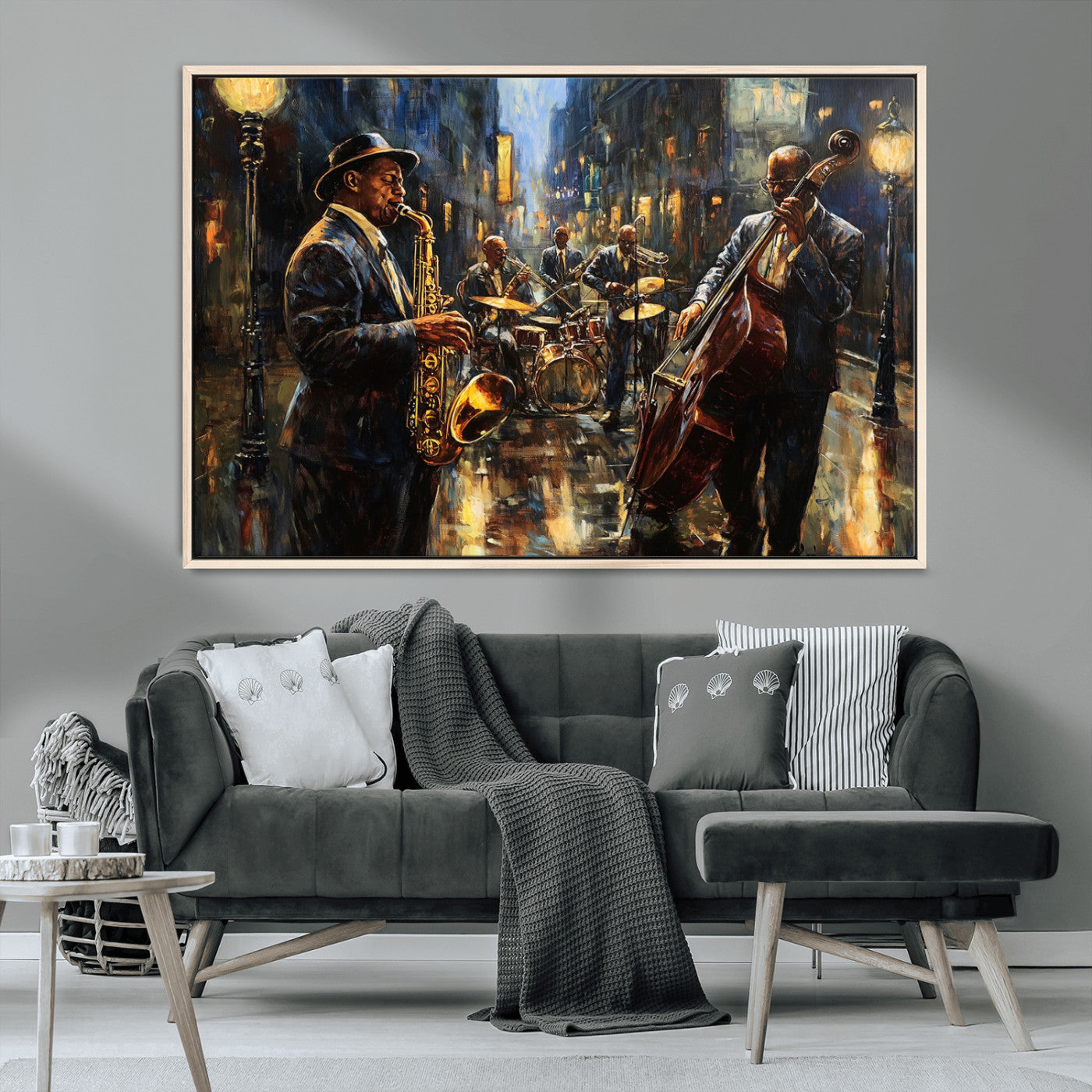 -Jazz Canvas Wall Art Print - Abstract African American Music Art - Framed Posters for Living Room or