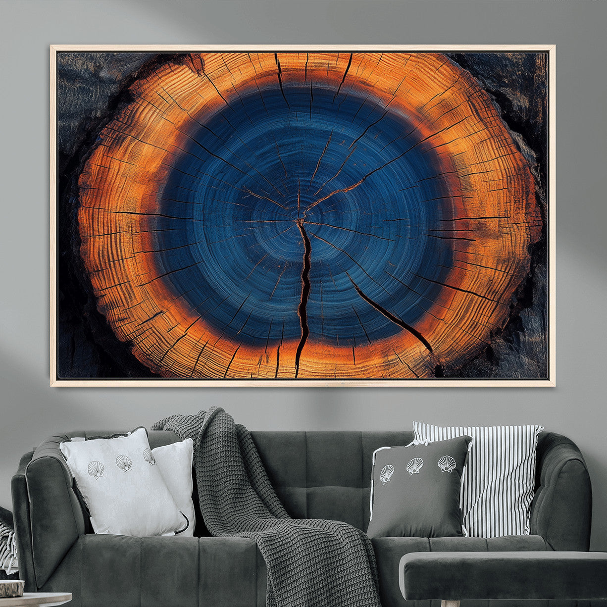 MGV-FC-36X24 - Abstract Tree Ring Wall Art Print, Natural Rustic Wood Texture Canvas Print, Framed Tree Ring Printing, Wood Tree Stump Artwork Canvas Print