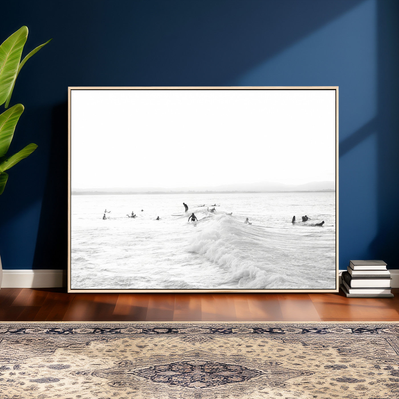 33449548-MGV-CV-36X24 - Surf Crowd Motion Wall Art – Active Surfers & Ocean Waves Canvas Print, Dynamic Water and Coastal Horizon for Living Room or Sea Adventure Decor