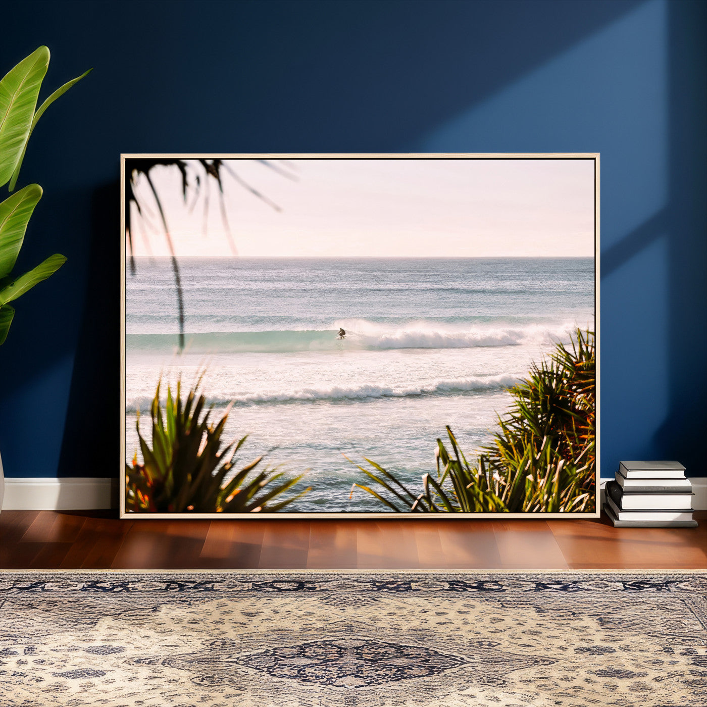 23287092-MGV-CV-36X24 - Ocean Surfer Wall Art Canvas Print | Framed Coastal Surf Art Picture Tropical Beach Artwork for Home Office