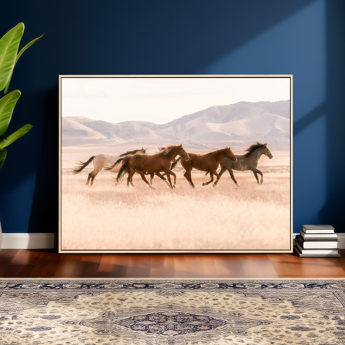 HORSESH-MGV-CV-36X24 - Wild Horses Wall Art – Running Freedom Canvas Print, Graceful Movement, Outdoor Landscape, Nature’s Power and Spirit, Home or Office Decor