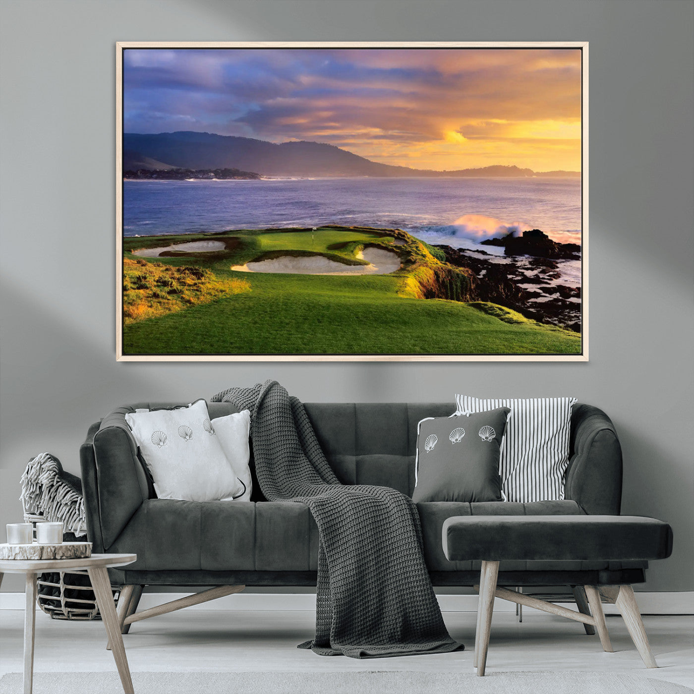 73699248-MGV-CV-36X24-Pebble Beach Golf Wall Art Canvas Print – Iconic Coastal Golf Course Artwork for Home, Office, Living Room