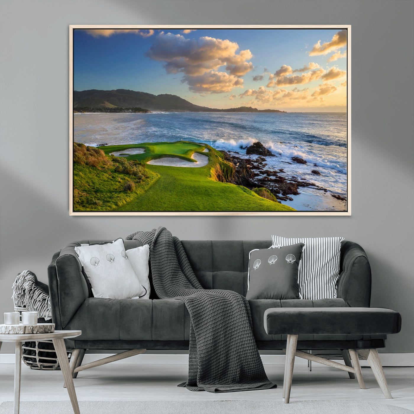 50107048-MGV-CV-36X24-Pebble Beach Golf Links Wall Art Canvas Print – Iconic Coastal Golf Course Artwork for Home, Office, Living Room