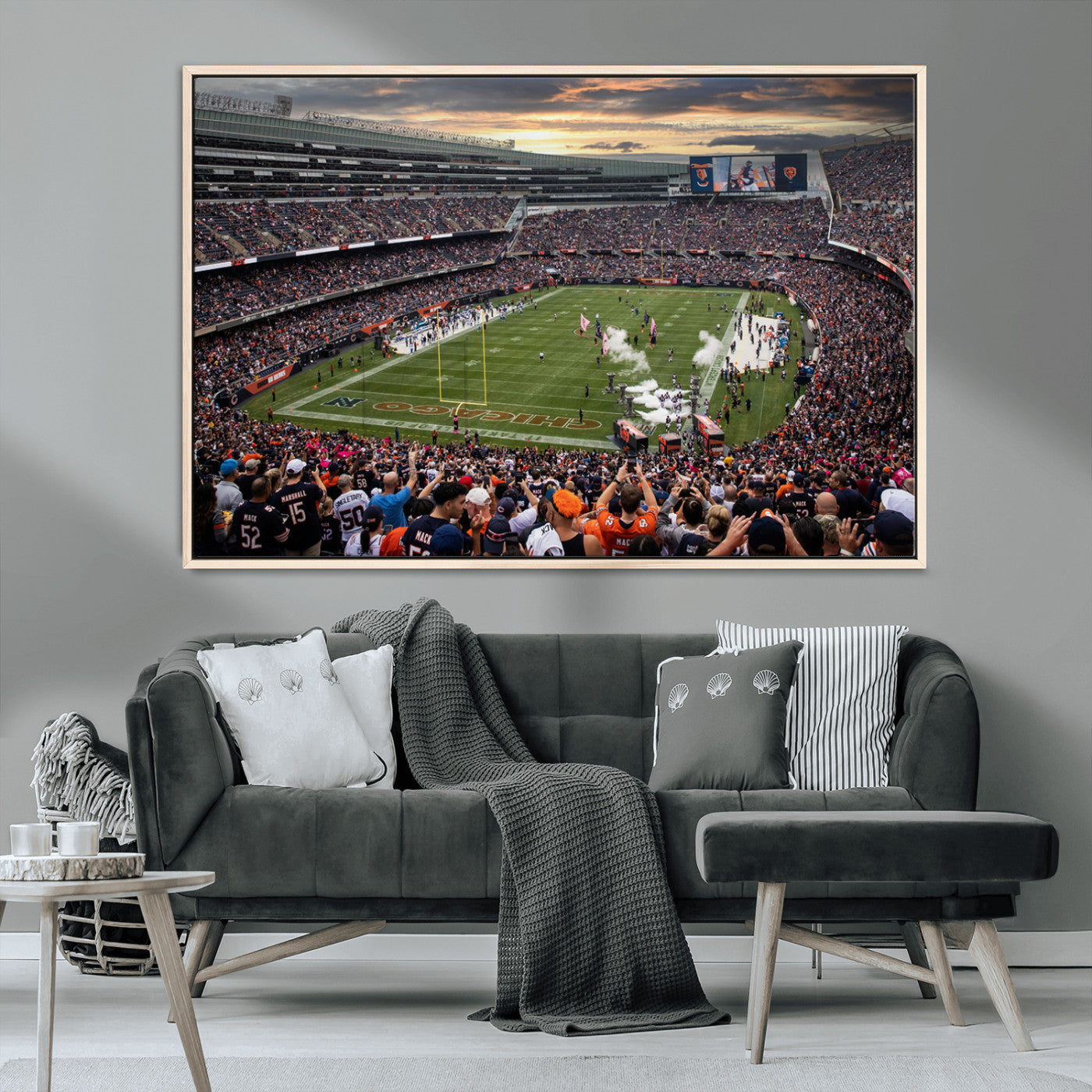 87578930-MGV-CV-36X24-Chicago Bears Soldiers Field Wall Art Canvas Print – Framed Football Stadium Artwork for Home, Office, Living Room
