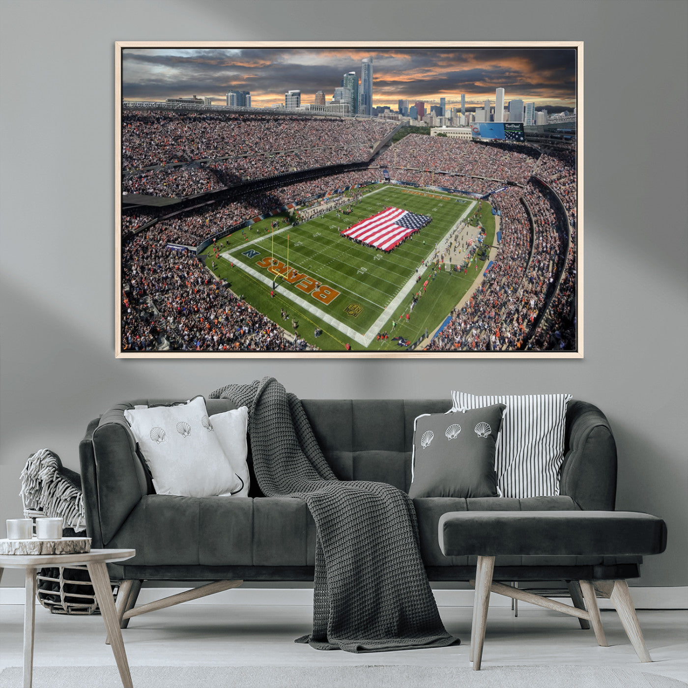 -Chicago Bears Soldiers Field Wall Art Canvas Print – Framed Football Stadium Artwork for Home, Office, Living Room