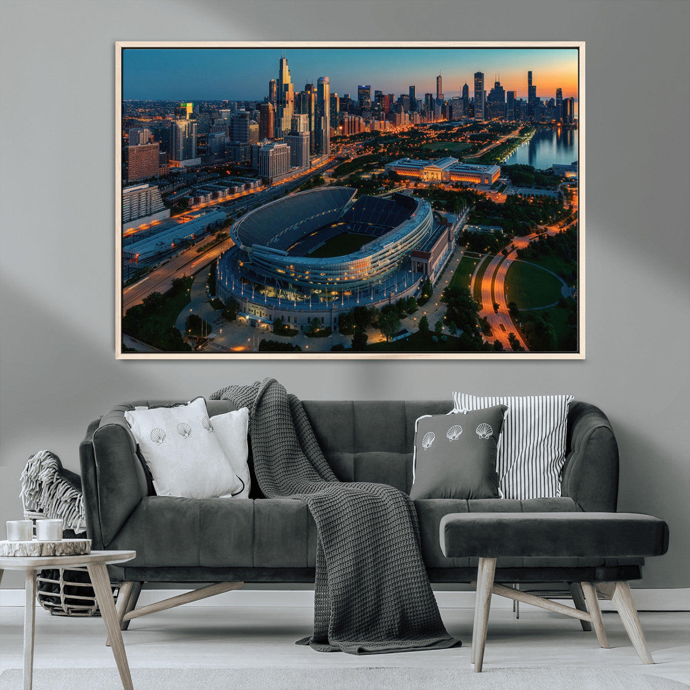 -Chicago Bears Soldiers Field Wall Art Canvas Print – Framed Football Stadium Artwork for Home, Office, Living Room