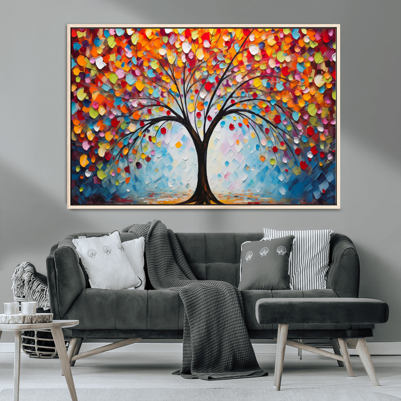 HS2447-MGV-CV-36X24-Vibrant Tree of Life Canvas Wall Art – Colorful Abstract Nature in Modern Decor - Ready to Hang