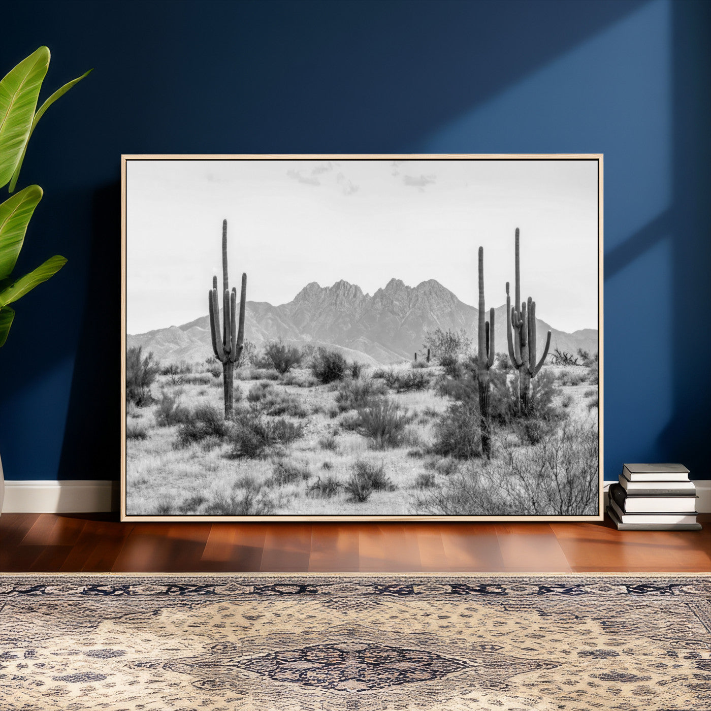 97436PHN-MGV-CV-36X24 - Black White Arizona Desert Canvas Wall Art Cactus Farmhouse Wall Art