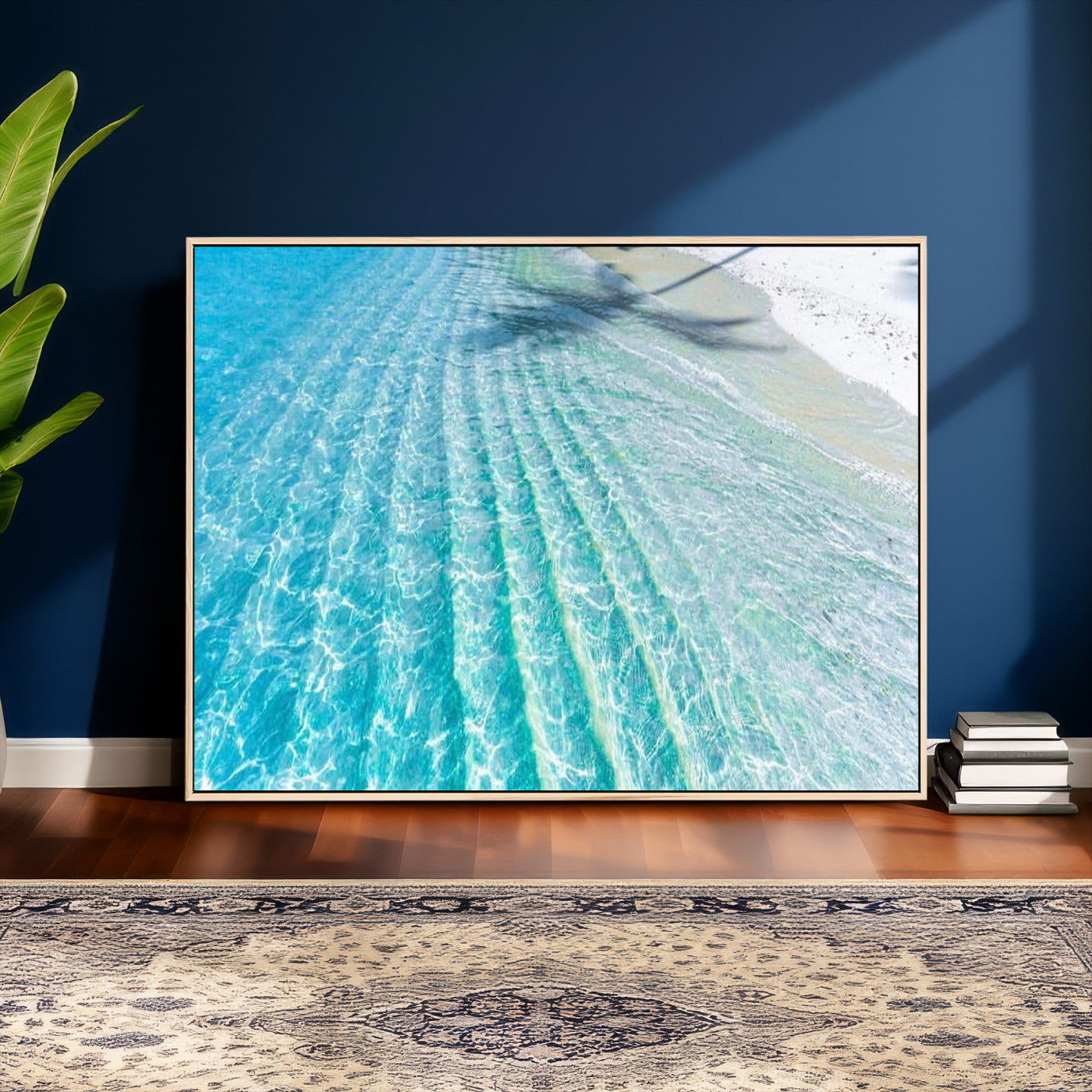 46233906-MGV-CV-36X24 - Serene Clear Blue Ocean Water Canvas Wall Art – Soft White Sand Shore Coastal Print for Home Decor, Relaxation, and Tranquil Vibes