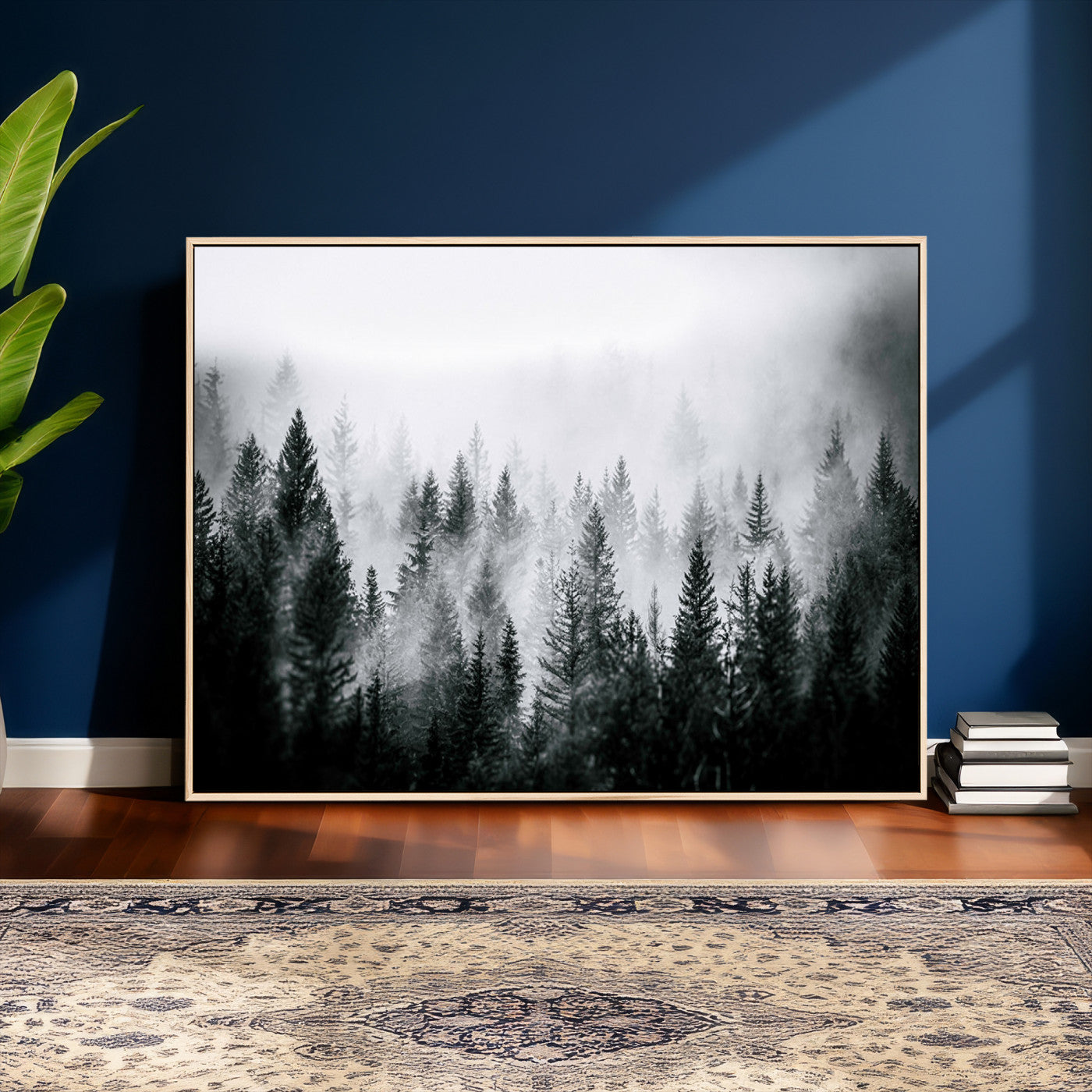 87750525-MGV-CV-36X24 - Foggy Forest Wall Art Canvas Print – Mountain Woodland Landscape Photography for Minimal Nature Home Decor