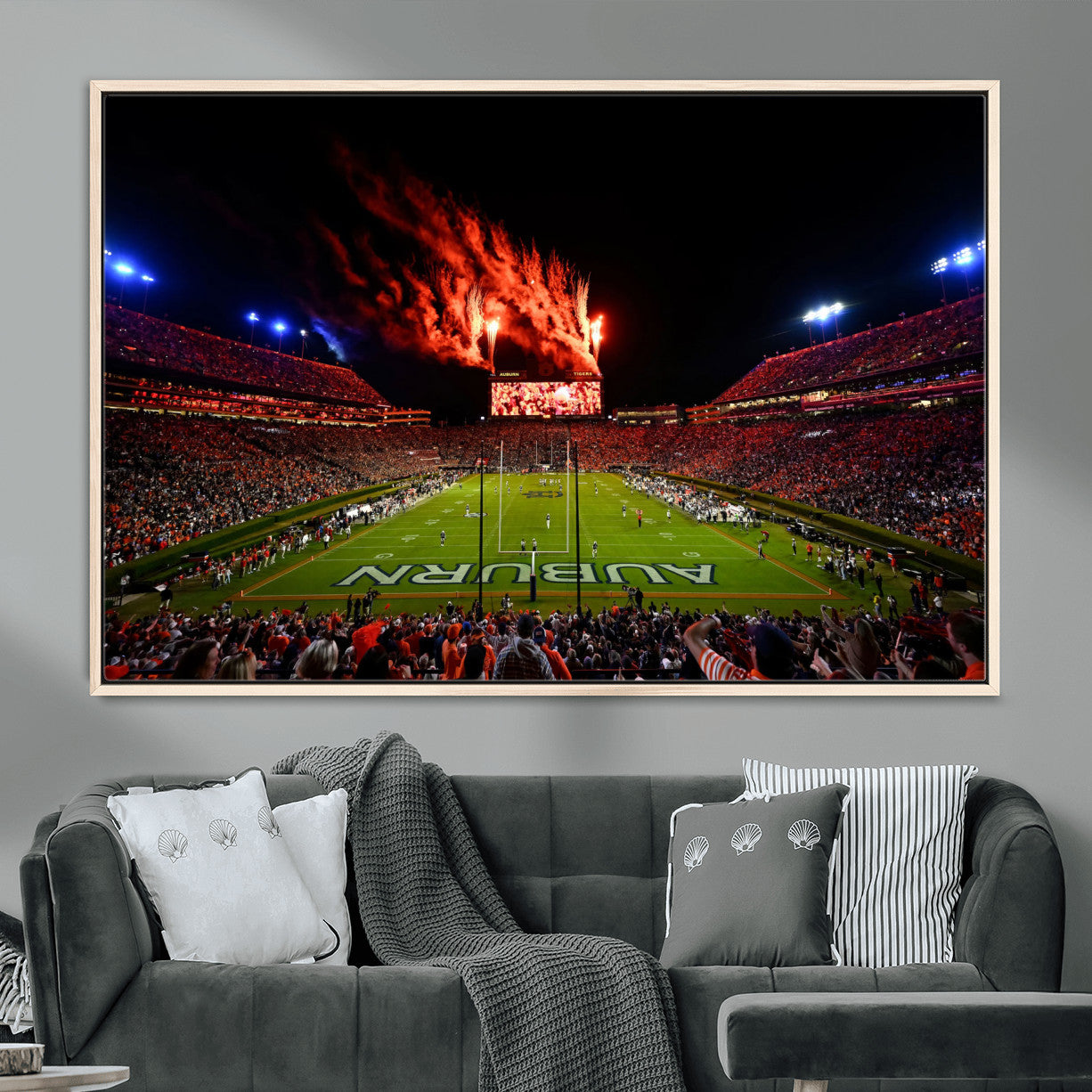 59046876-MGV-CV-36X24-Jordan-Hare Stadium Wall Art Canvas Print, Football Stadium Aerial View, College Sports Art for Man Cave or Game Room (Copy)