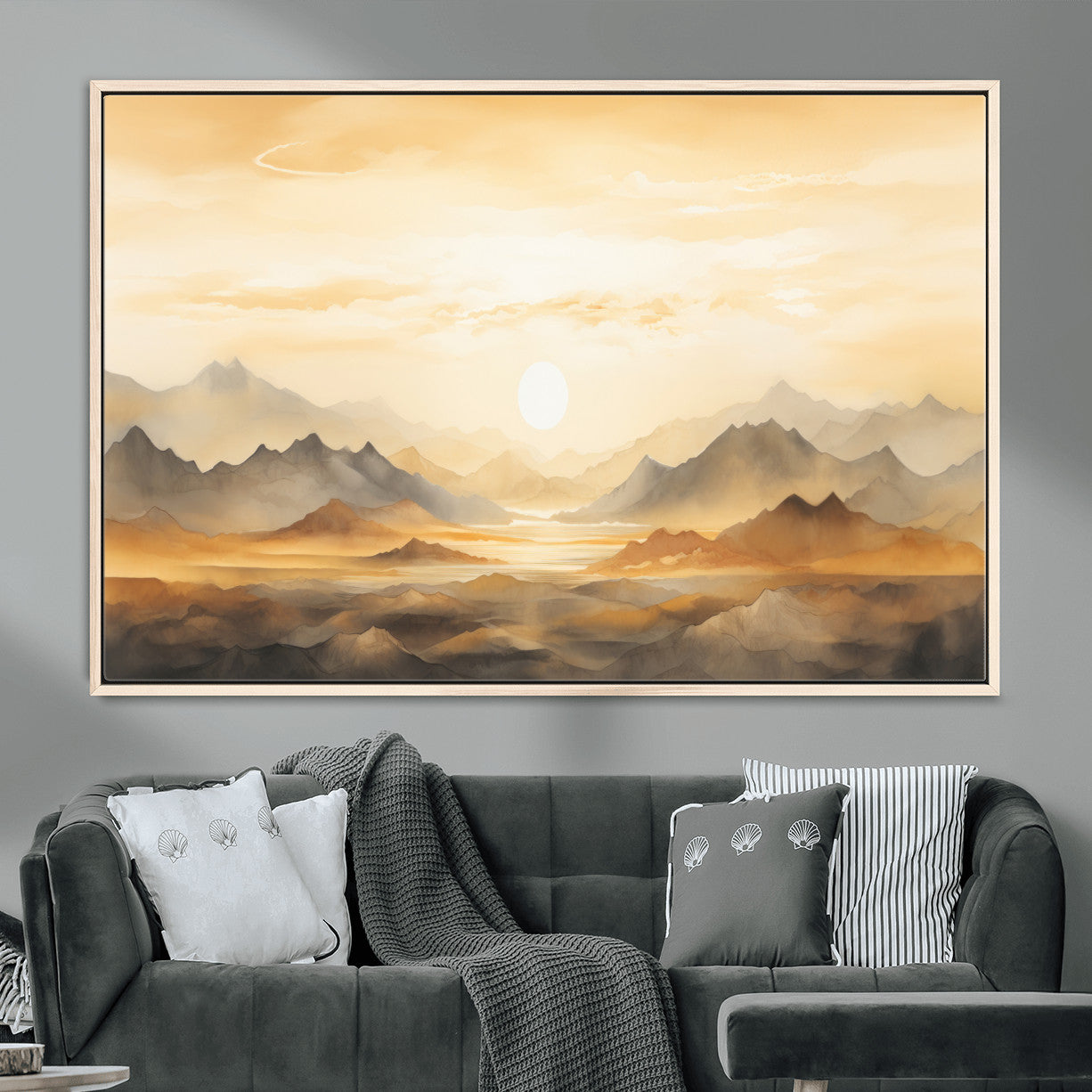 Nihat1-29-MGV-CV-36X24-Sepia Color Abstract Mountain Wall Art Canvas Print