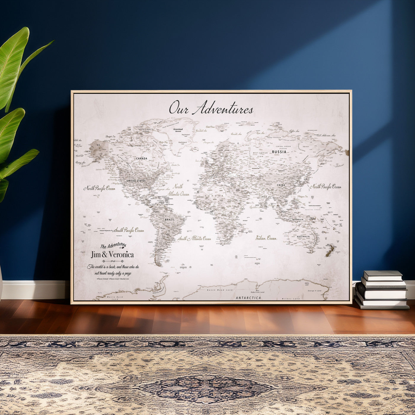 55881143-MGV-FC-36X24 - Personalized Push Pin World Map Wall Art Canvas Print with Pins – Customize Travel Tracker Map for Home and Office Décor