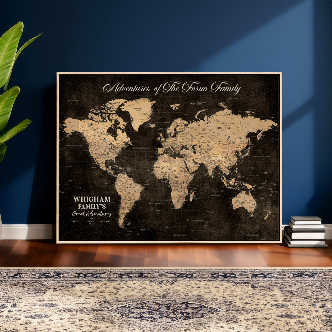 68639184-MGV-CV-36X24 - Custom Push Pin World Map Wall Art Canvas Print – Personalized Travel Tracker with Pins Framed Large for Home and Office Decor