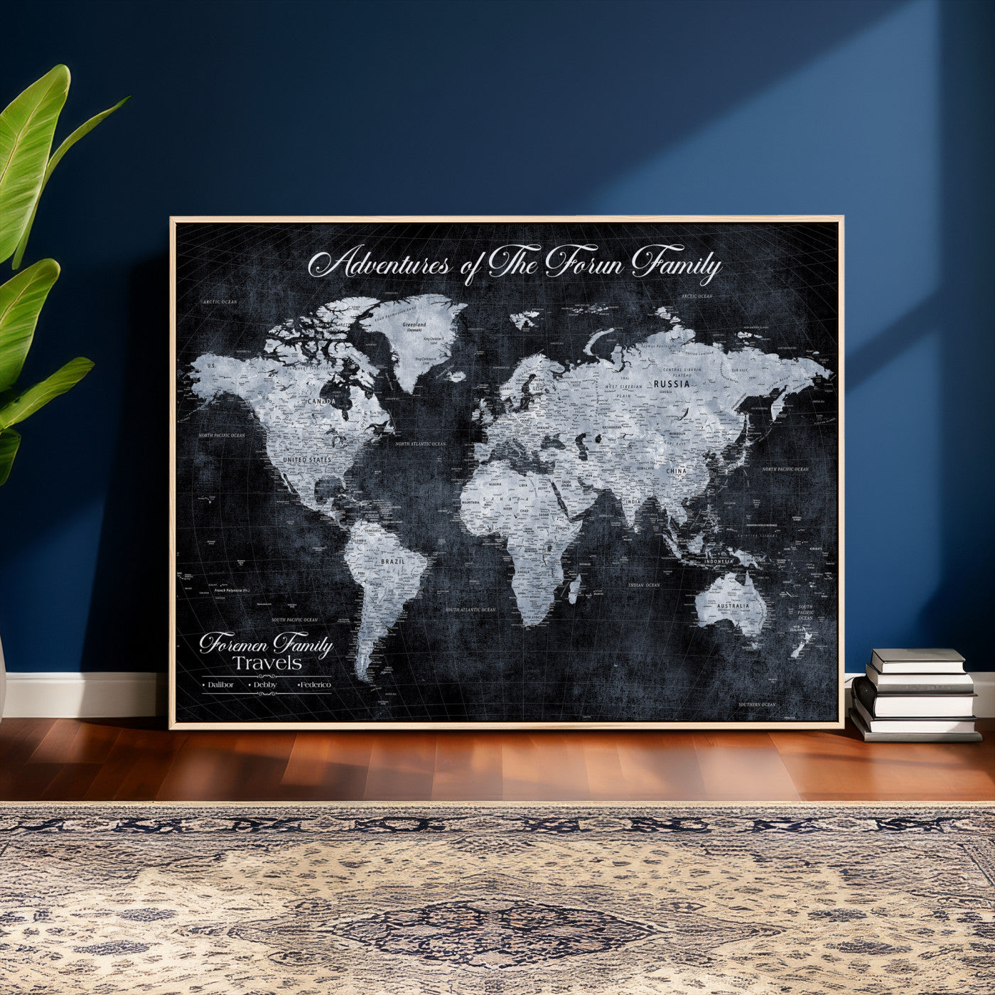 26826520-MGV-CV-36X24 - Custom Push Pin World Map Wall Art Canvas Print – Personalized Travel Tracker with Pins Framed Large for Home and Office Decor