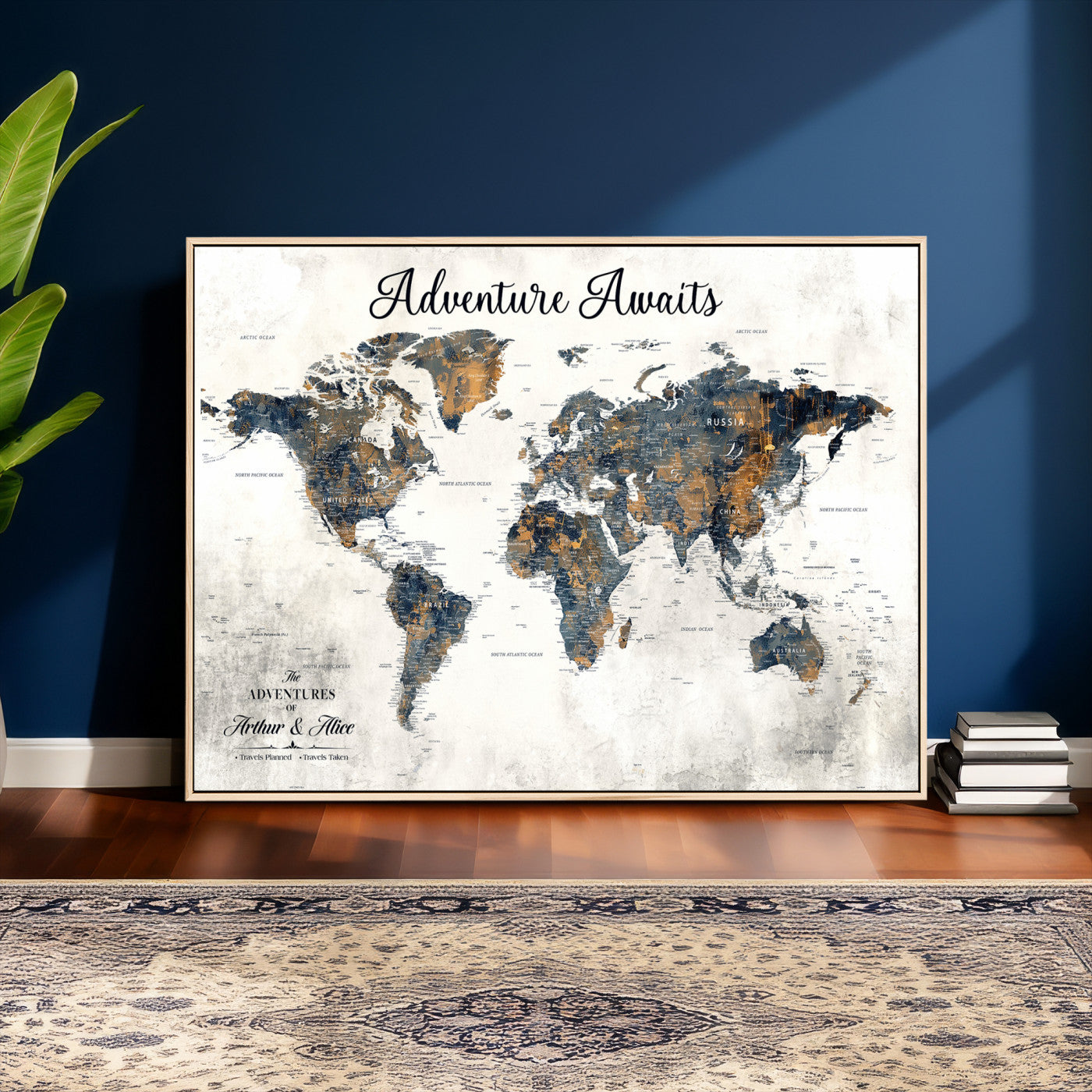 26041262-MGV-CV-36X24 - Custom Push Pin World Map Wall Art Canvas Print – Personalized Travel Tracker with Pins Framed Large Print - NEWMAP-6