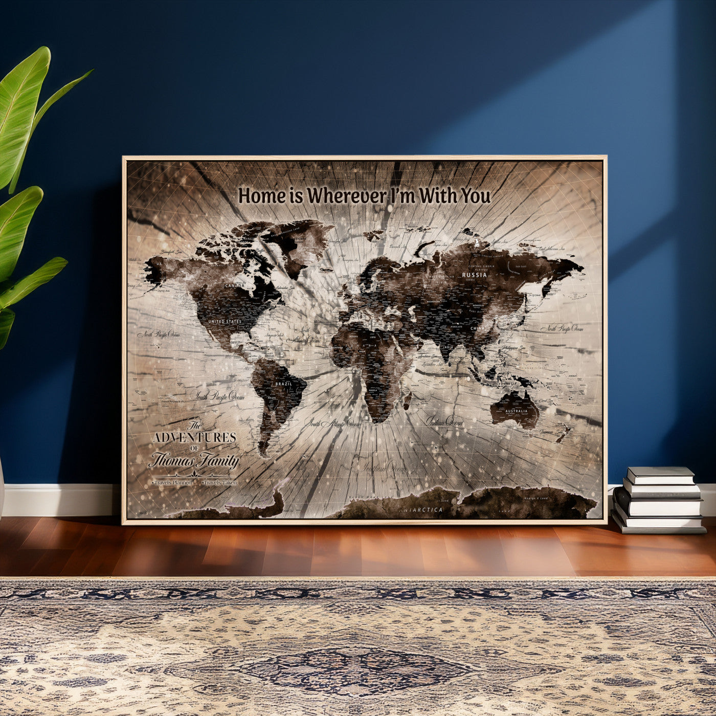 12350515-MGV-CV-36X24 - Custom Push Pin World Map Wall Art Canvas Print – Personalized Travel Tracker with Pins Framed Large for Home and Office Decor