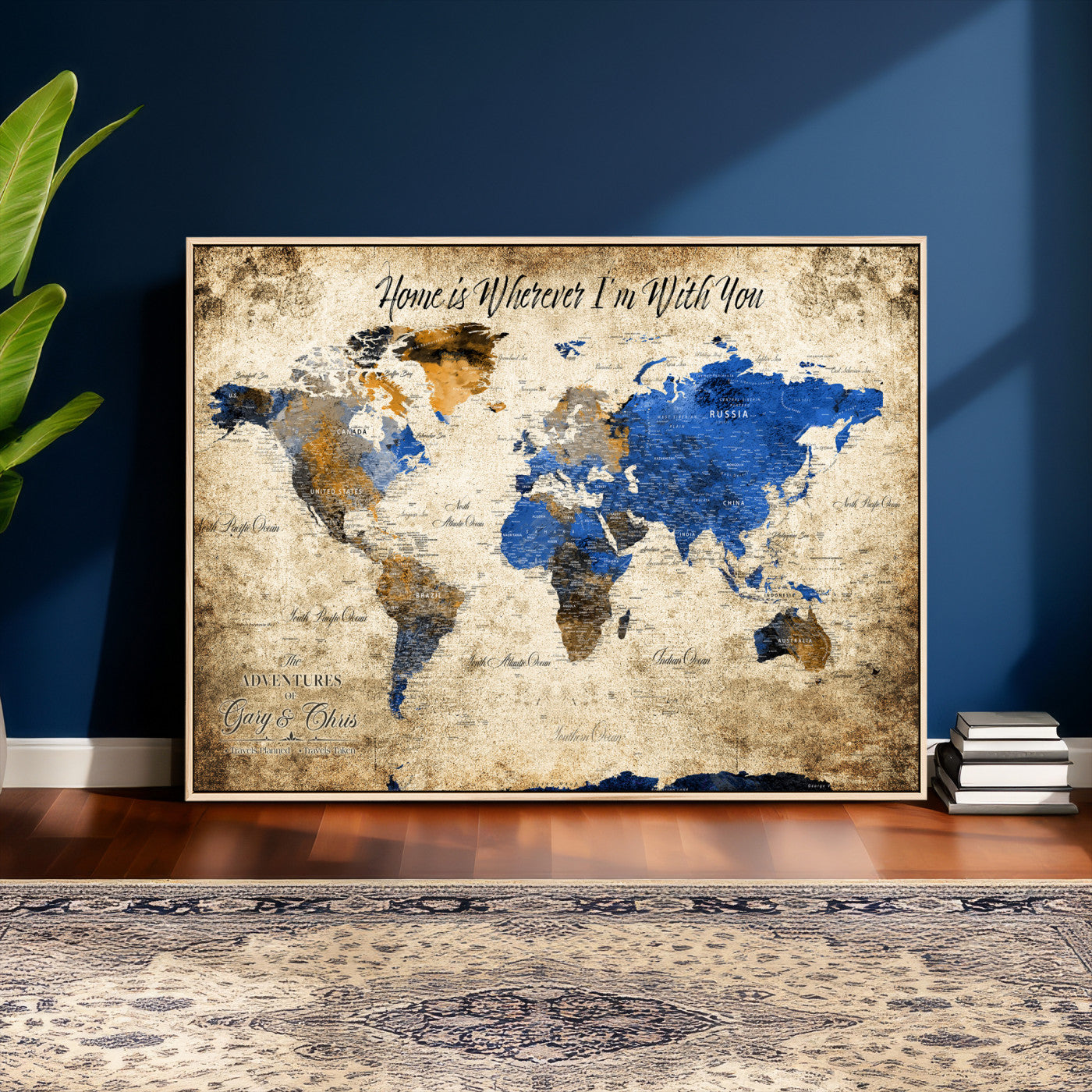13332533-MGV-CV-36X24 - Custom Push Pin World Map Wall Art Canvas Print – Personalized Travel Tracker with Pins Framed Large for Home and Office Decor