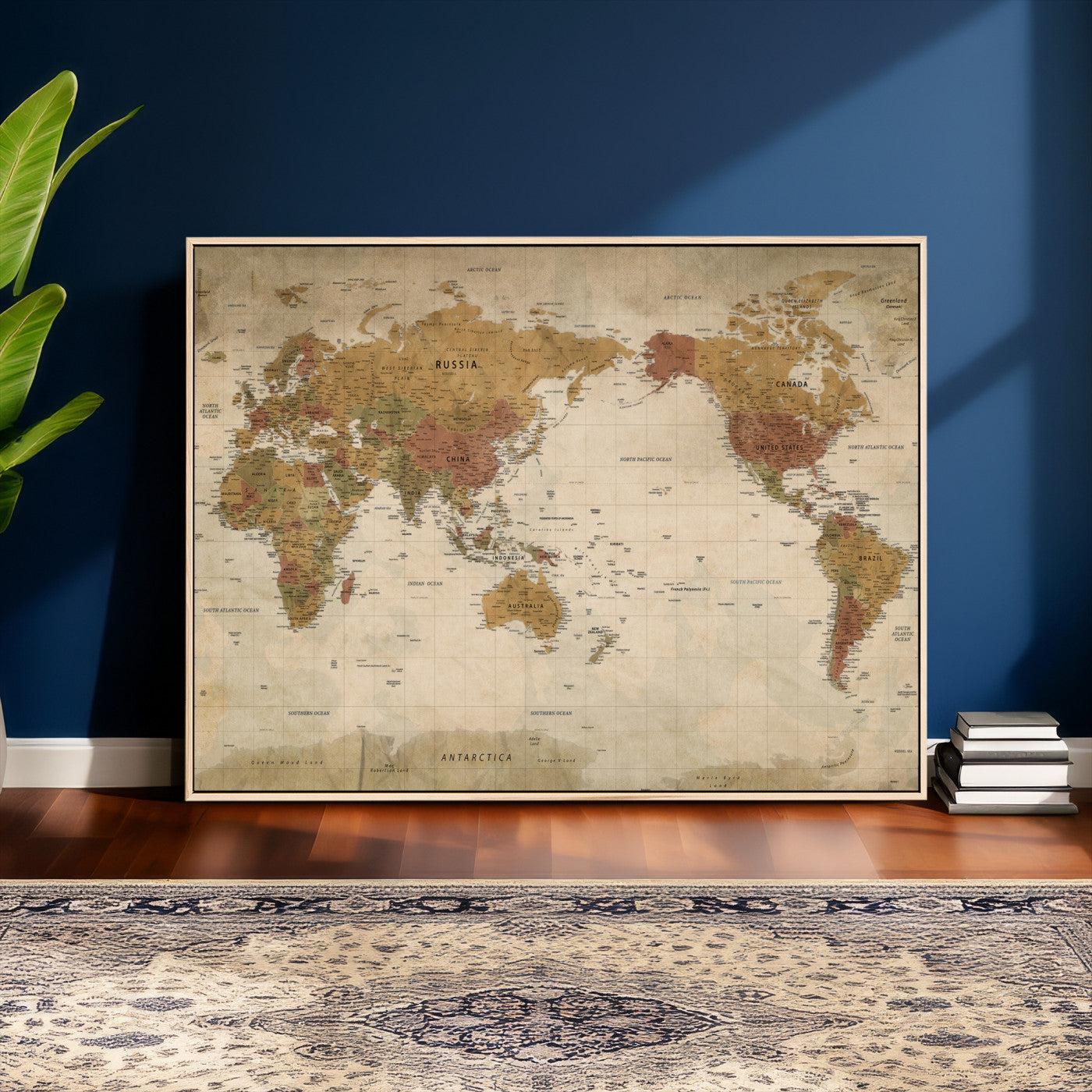 83478963-MGV-CV-36X24 - World Map Wall Art Canvas Print, Modern Decorative Framed Map Artwork Prints for Living Room, Office, Bedroom Wall Decor