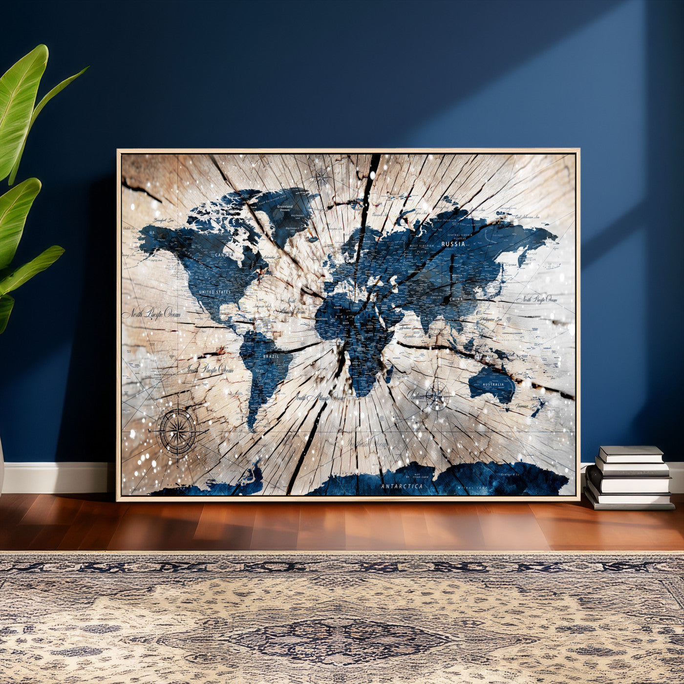 19478704-MGV-CV-36X24 - World Map Wall Art Canvas Print, Modern Decorative Framed Map Artwork Prints for Living Room, Office, Bedroom Wall Decor