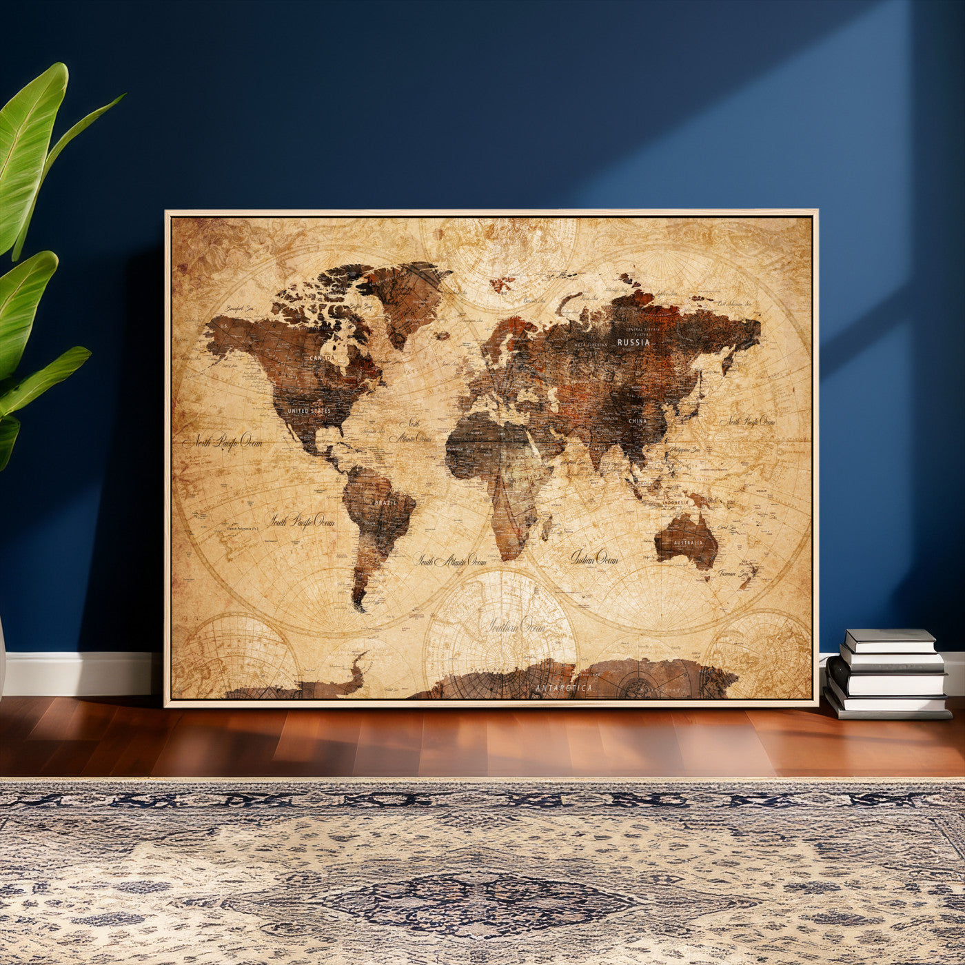 40760475-MGV-CV-36X24 - World Map Wall Art Canvas Print, Modern Decorative Framed Map Artwork Prints for Living Room, Office, Bedroom Wall Decor