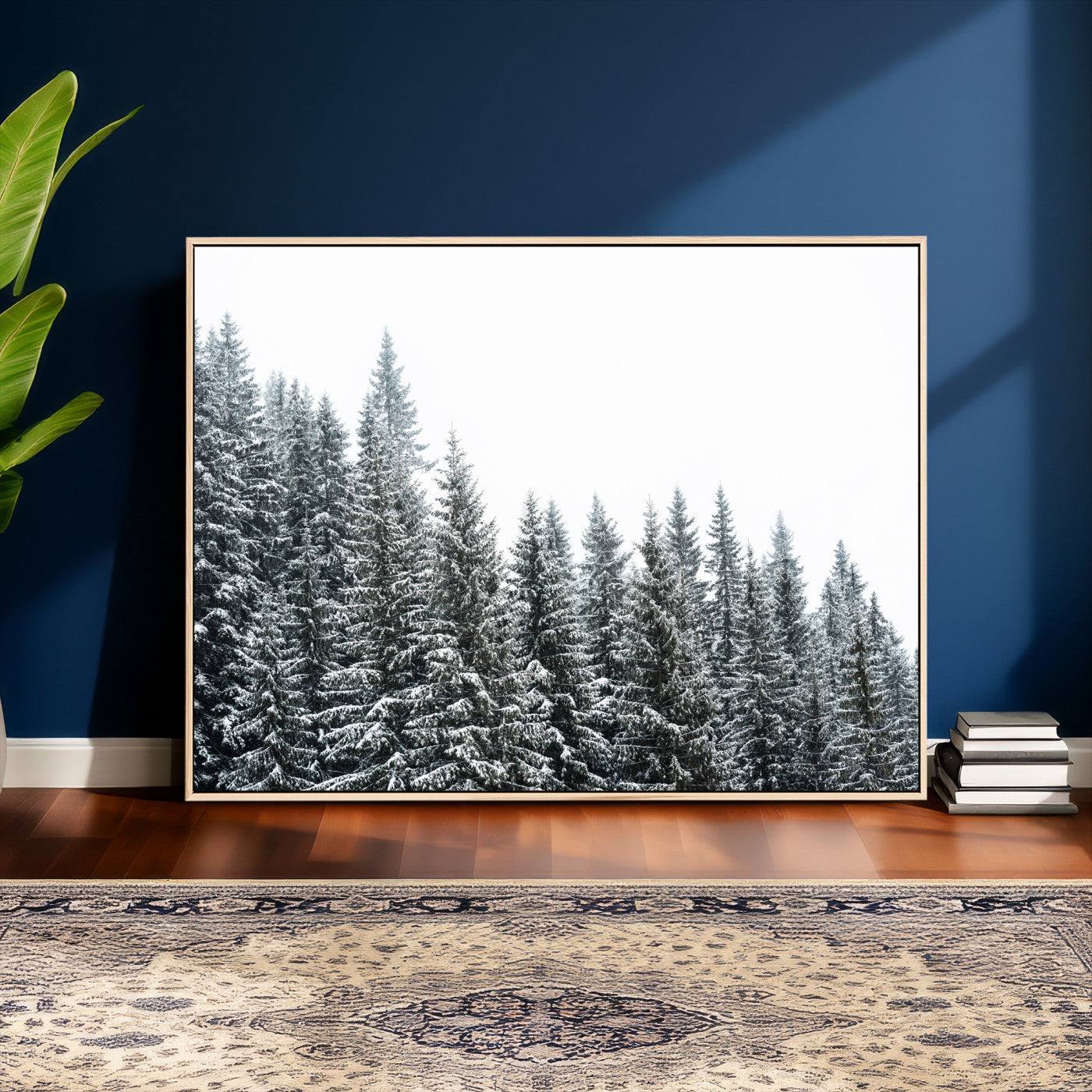 69566941-MGV-CV-36X24 - Misty Mountain Forest Canvas Print, Foggy Pine Trees Nature Wall Art, Framed Canvas Ready to Hang